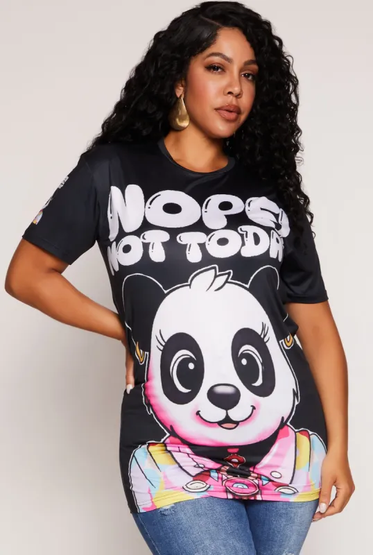 Plus Size Nope Not Today Panda Graphic Top sold by Rainbow