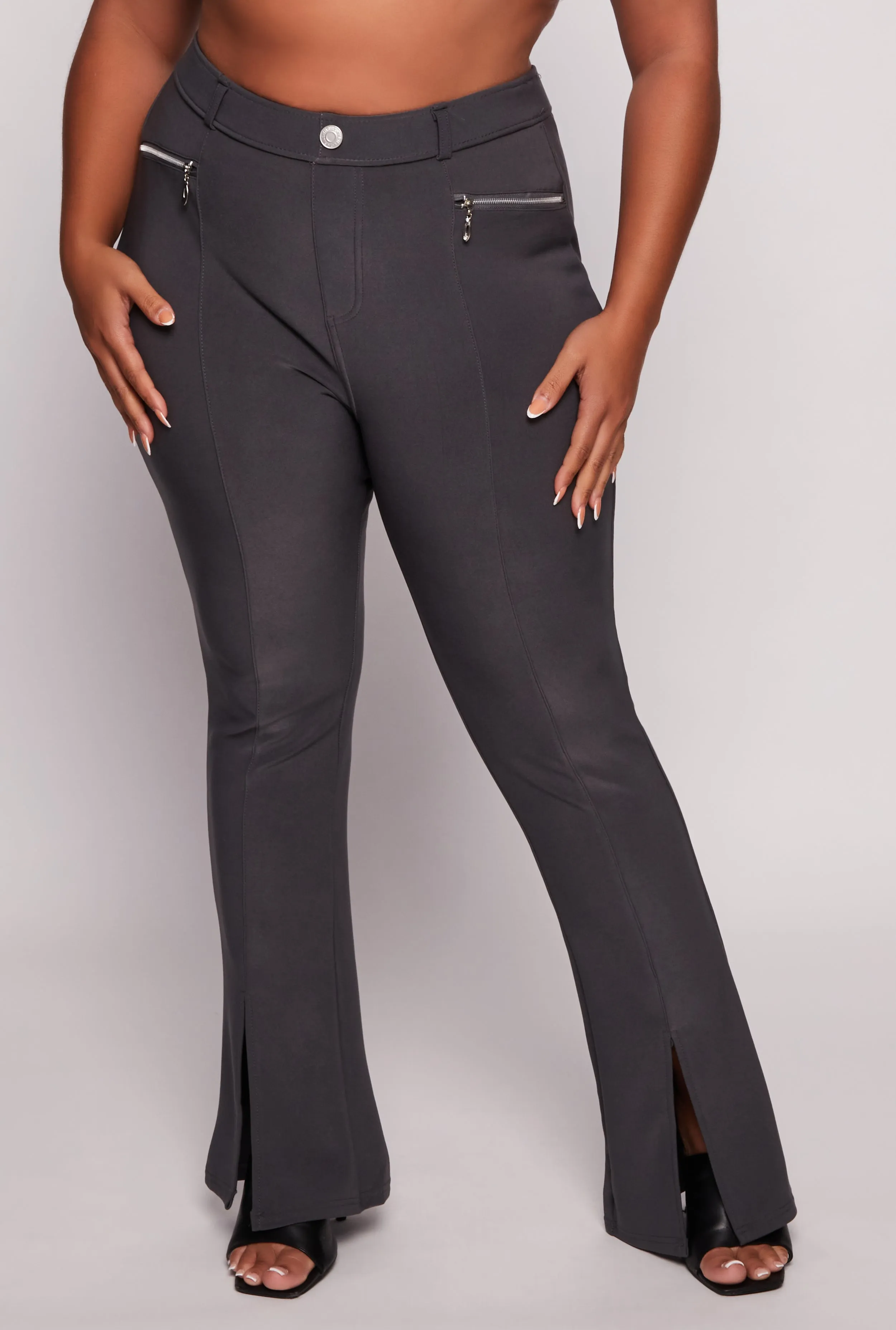 Plus Size Pintuck Slit Hem Pull On Pants sold by Rainbow product image thumbnail 2