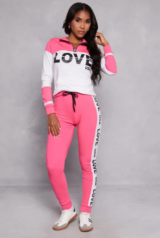 Love USA Drawstring Joggers sold by Rainbow