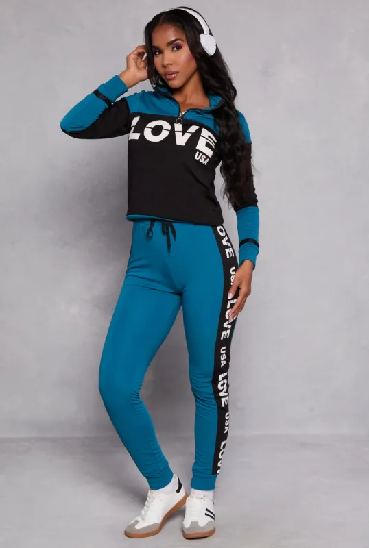 Love USA Drawstring Joggers sold by Rainbow