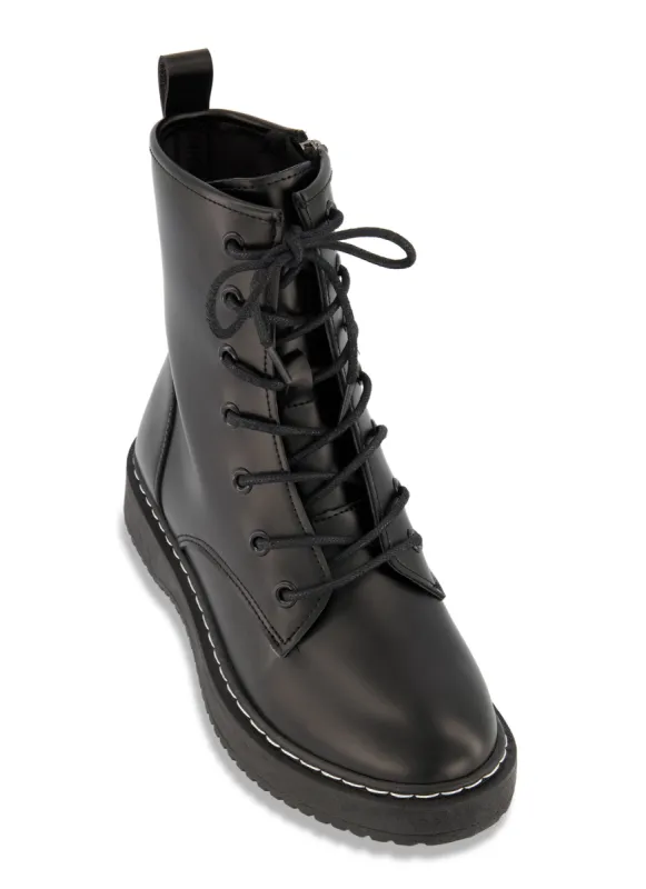 Lace Up Low Platform Combat Boots sold by Rainbow