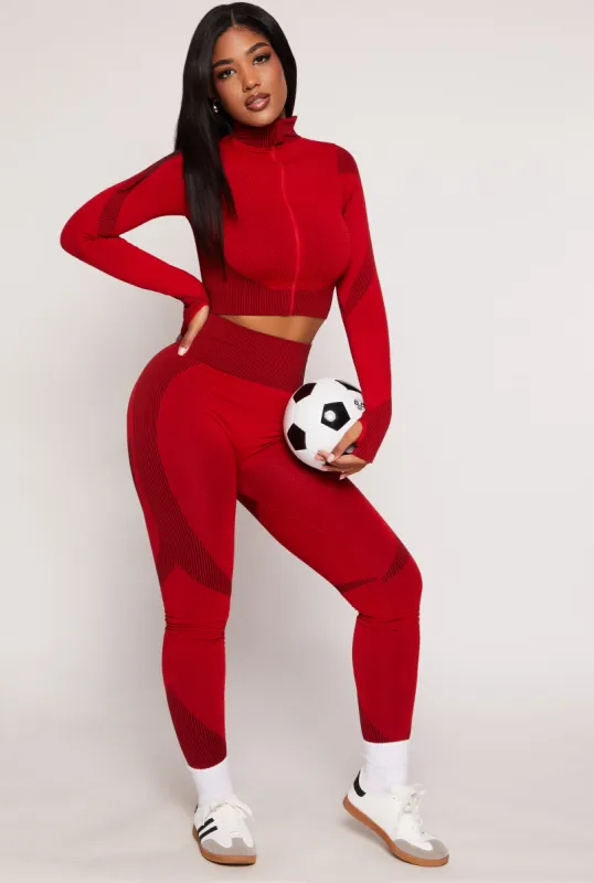 Striped Detail Seamless High Waist Leggings sold by Rainbow