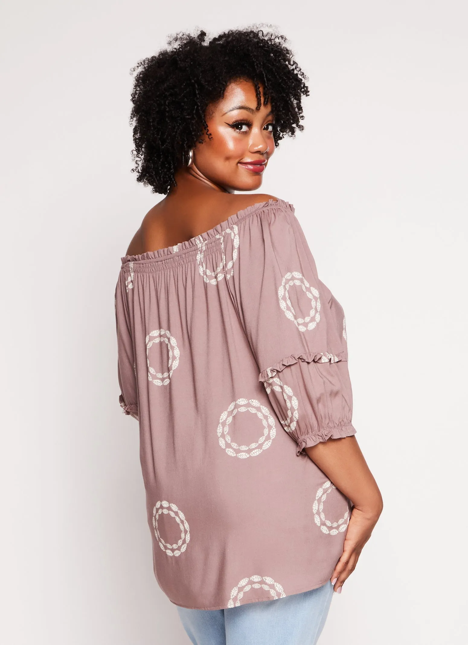 Plus Size Printed Off The Shoulder Blouse sold by Rainbow product image thumbnail 3