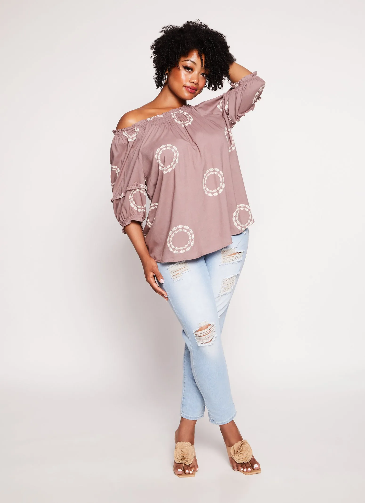 Plus Size Printed Off The Shoulder Blouse sold by Rainbow product image thumbnail 2