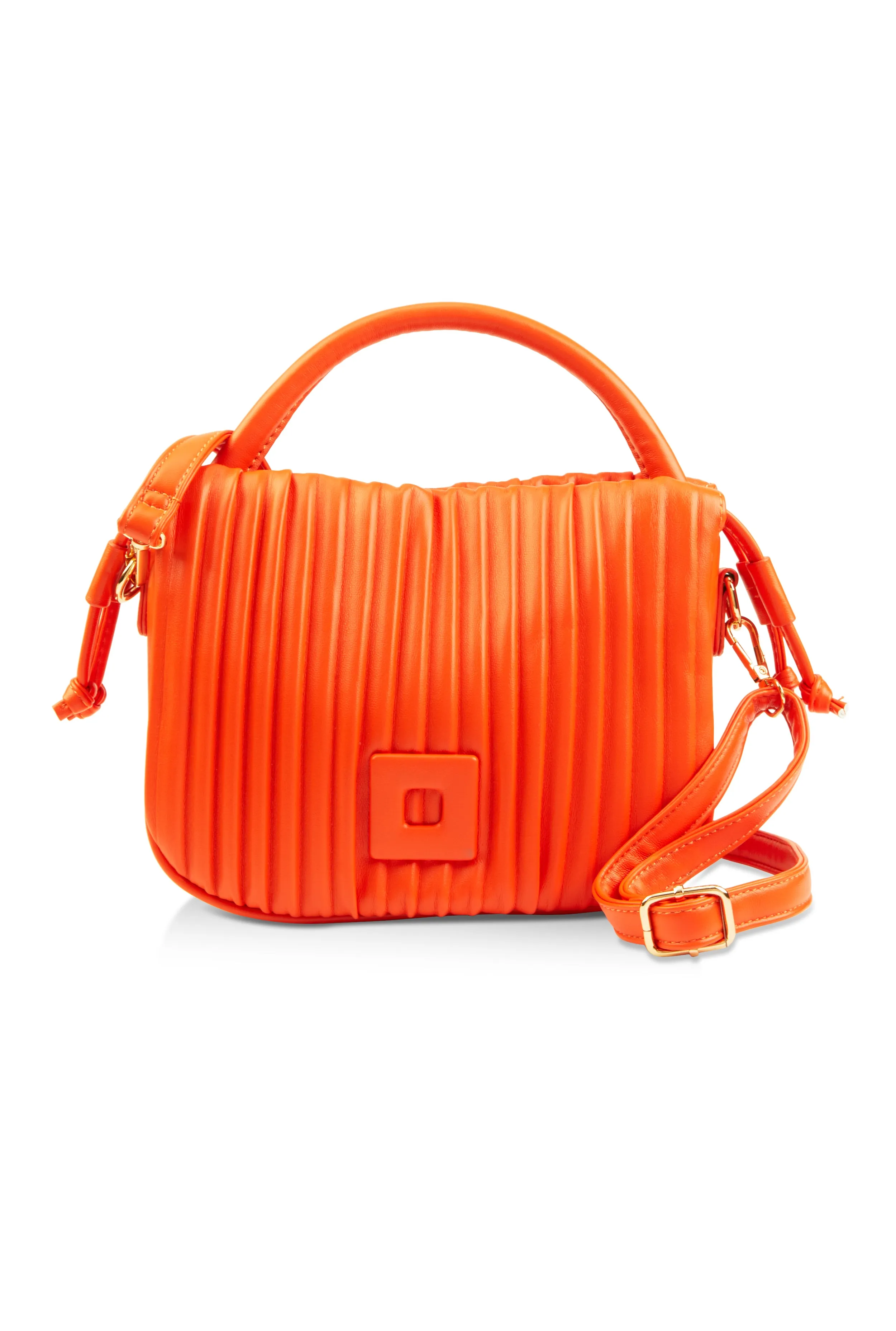 Square Pendant Drawstring Pleated Convertible Handbag sold by Rainbow product image thumbnail 3
