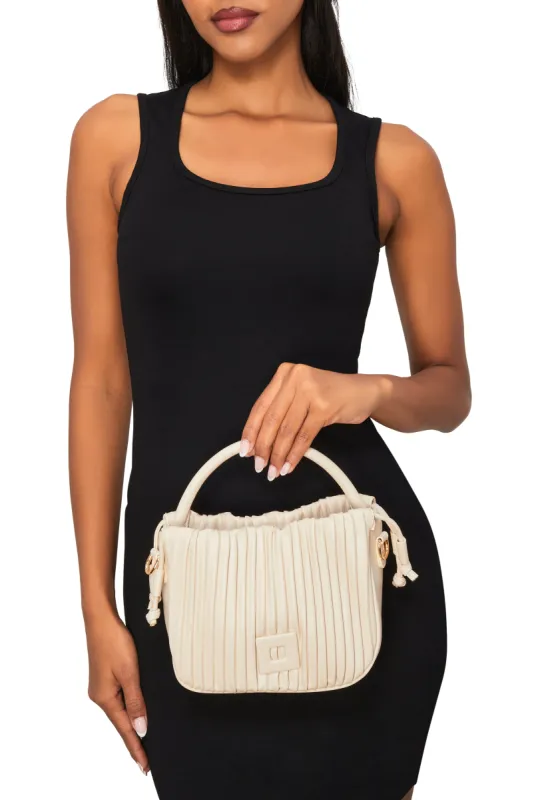 Square Pendant Drawstring Pleated Convertible Handbag sold by Rainbow