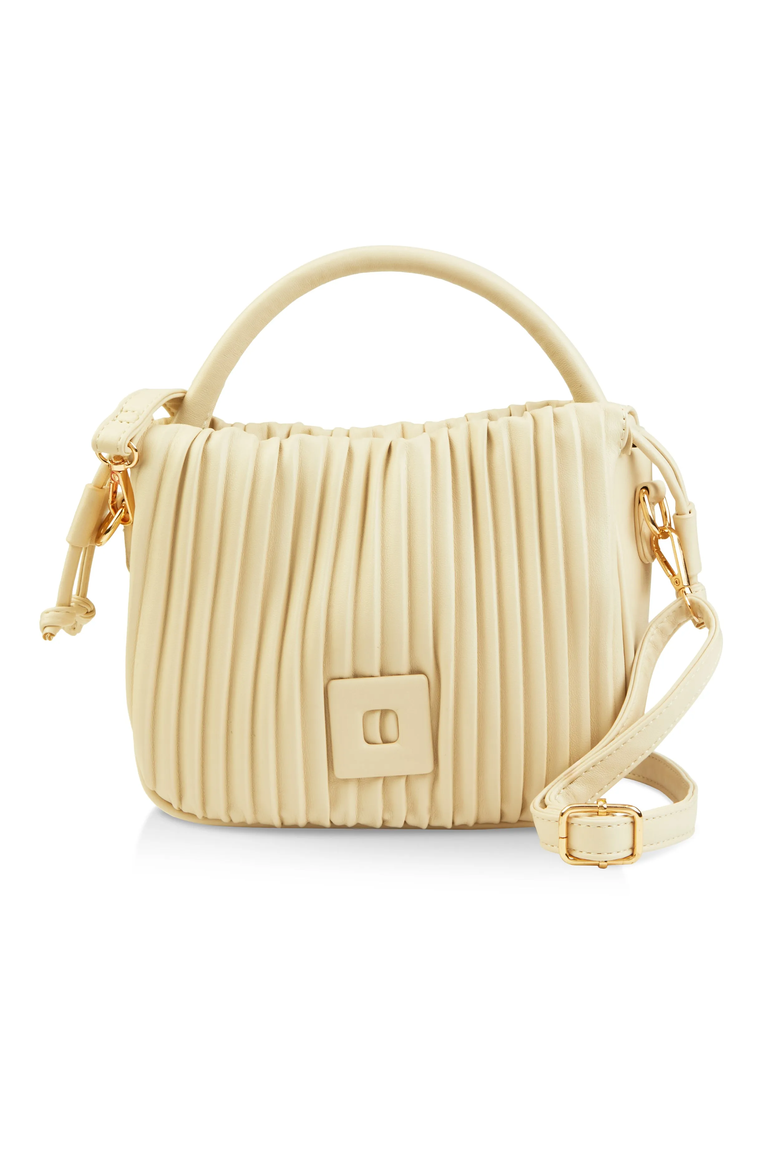 Square Pendant Drawstring Pleated Convertible Handbag sold by Rainbow product image thumbnail 3