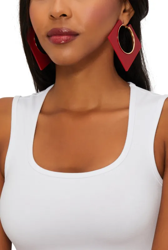 Geometric Square Insert Hoop Earrings sold by Rainbow