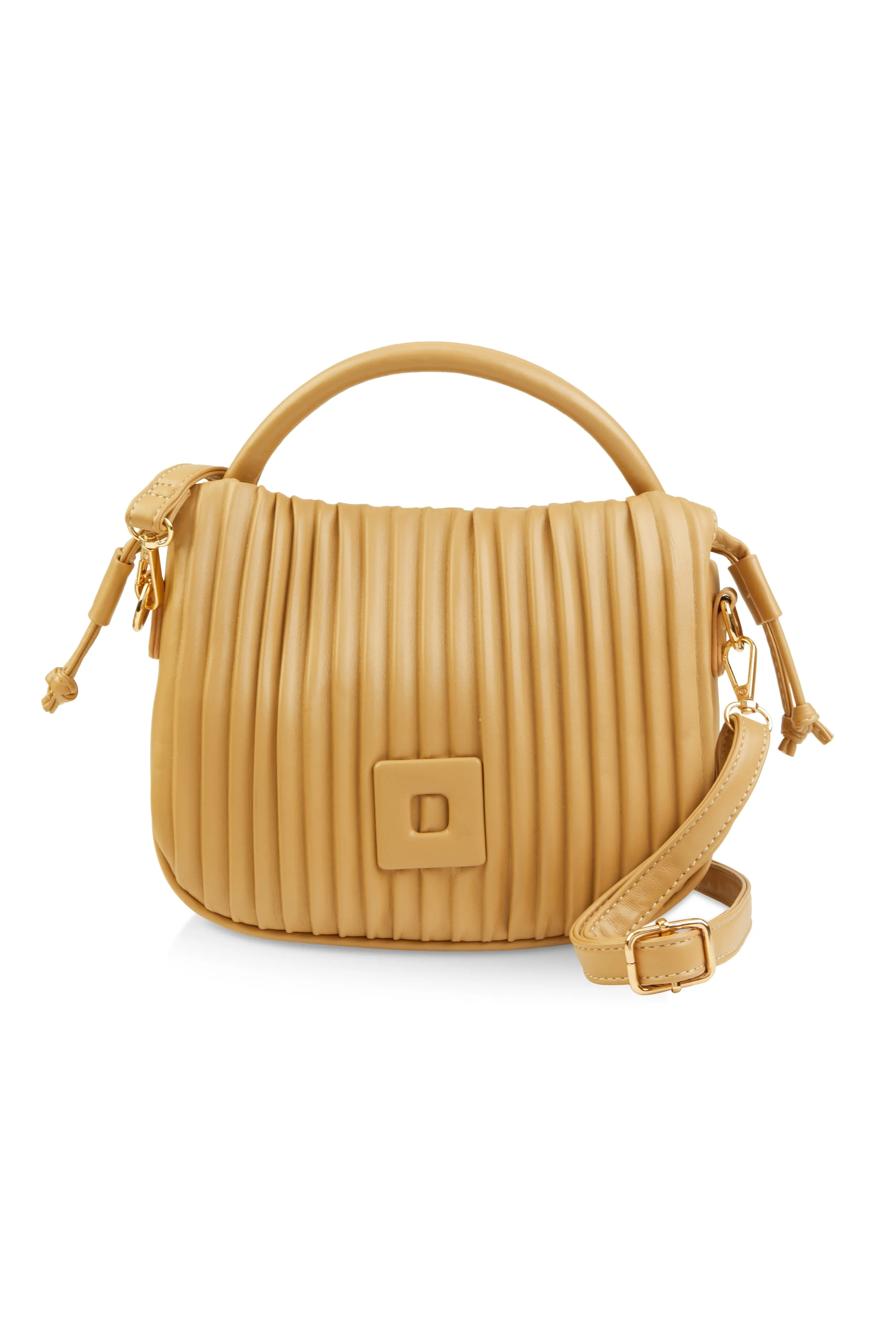 Square Pendant Drawstring Pleated Convertible Handbag sold by Rainbow product image thumbnail 3