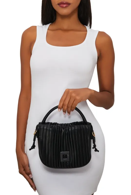 Square Pendant Drawstring Pleated Convertible Handbag sold by Rainbow