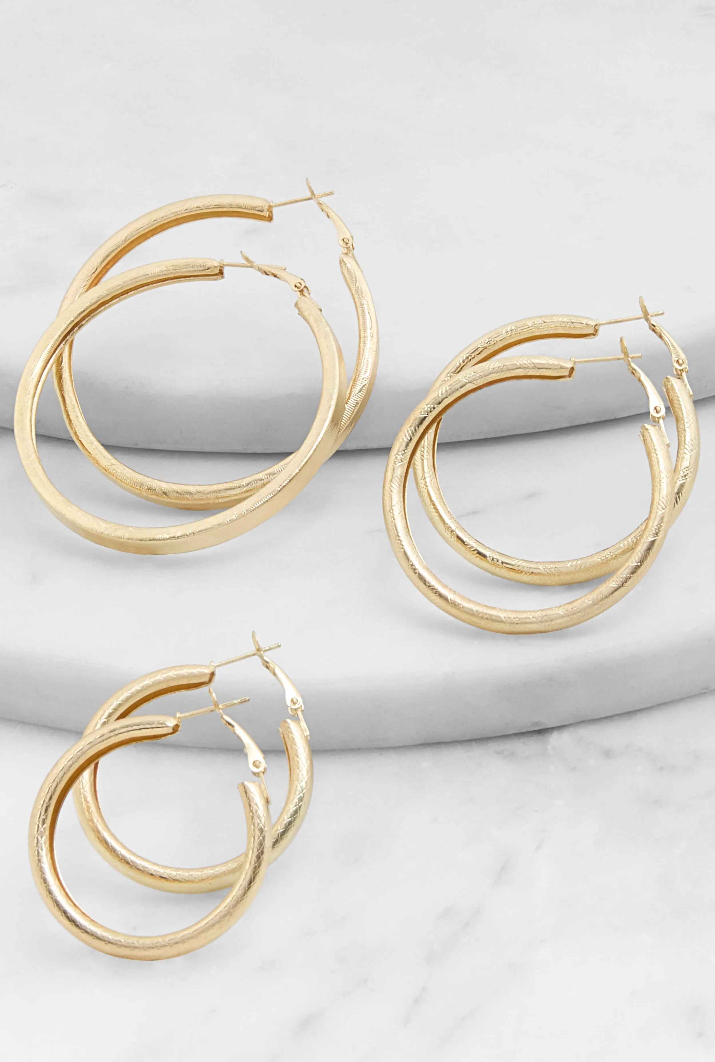 Assorted Textured Hoop Earring Trio sold by Rainbow