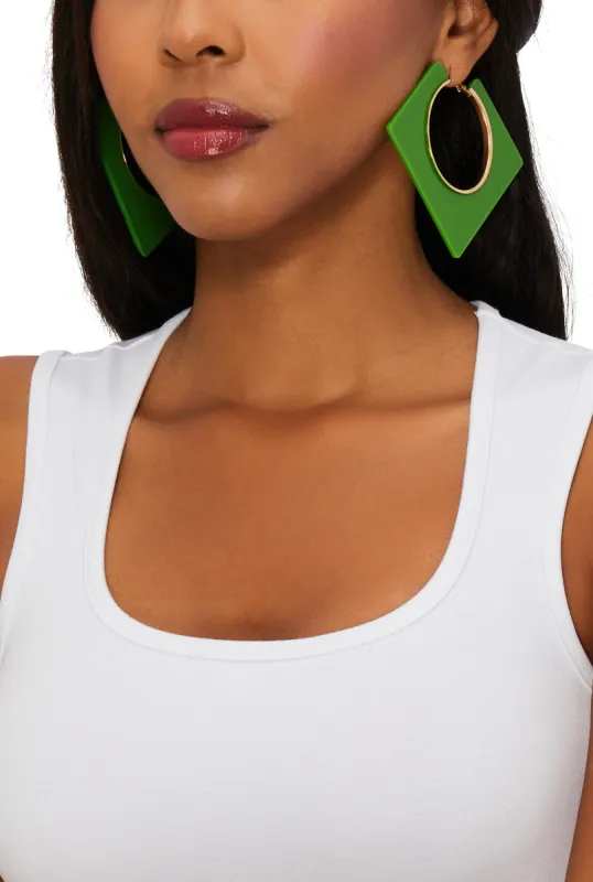 Geometric Square Insert Hoop Earrings sold by Rainbow