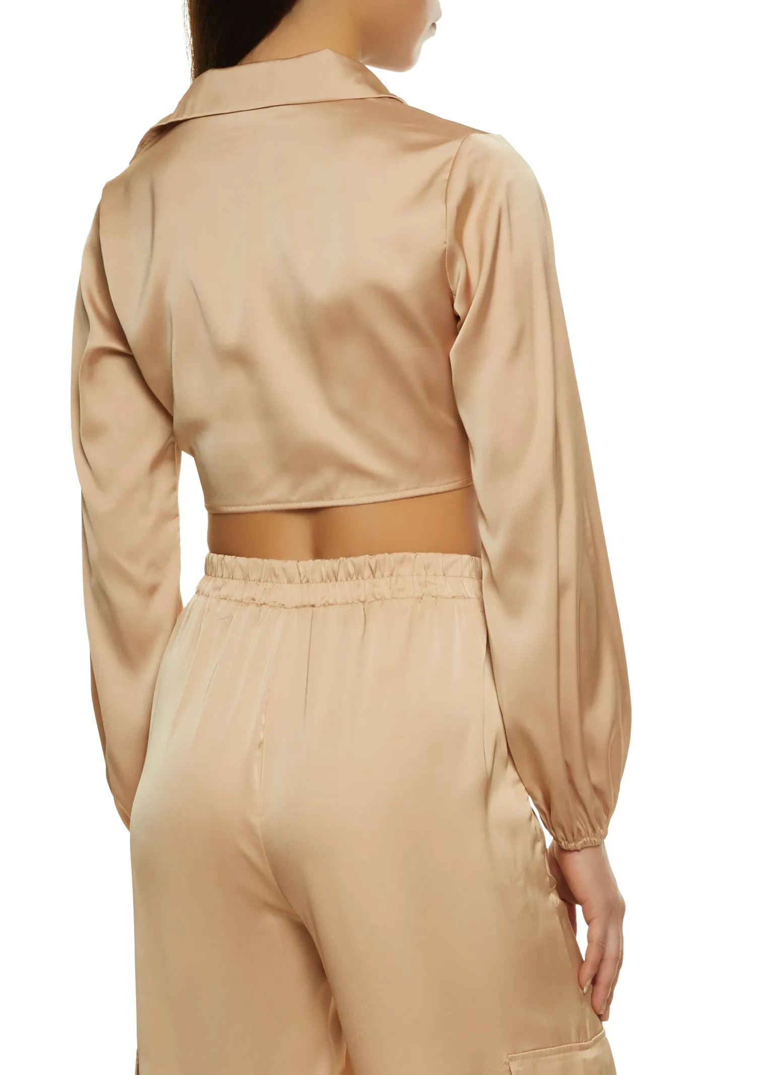 Satin Tie Front Crop Top sold by Rainbow product image thumbnail 3