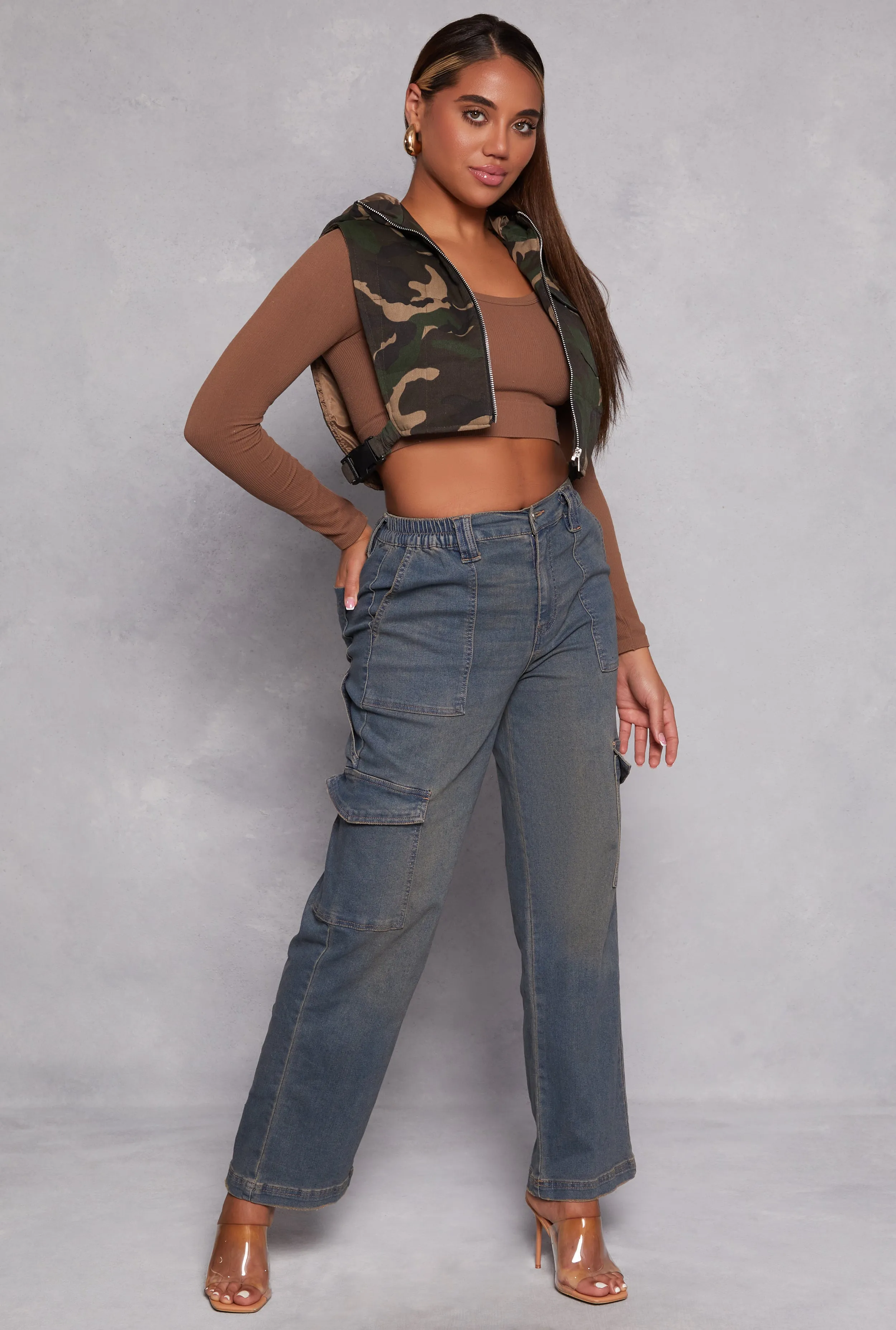 Camo Zip Front Cropped Vest sold by Rainbow product image thumbnail 2