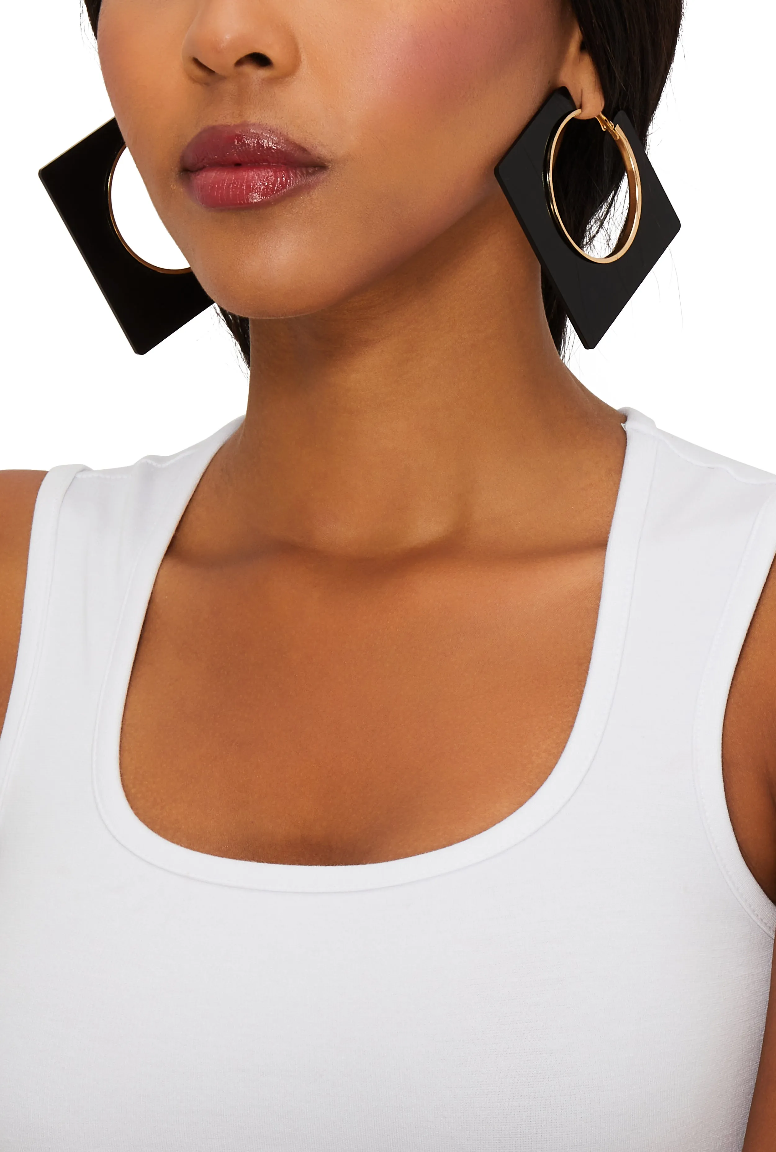 Geometric Square Insert Hoop Earrings sold by Rainbow