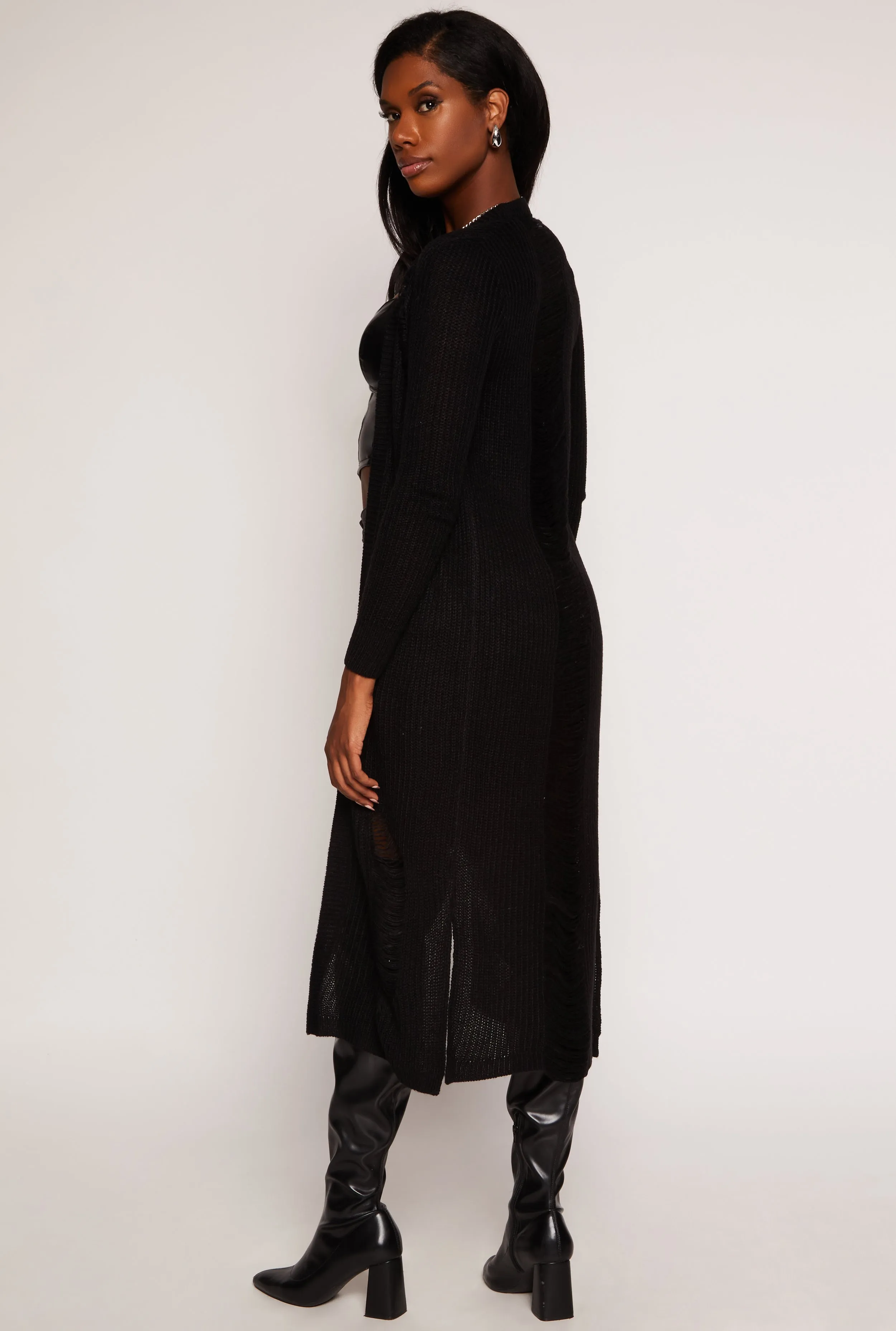 Distressed Knit Open Front Duster sold by Rainbow product image thumbnail 3