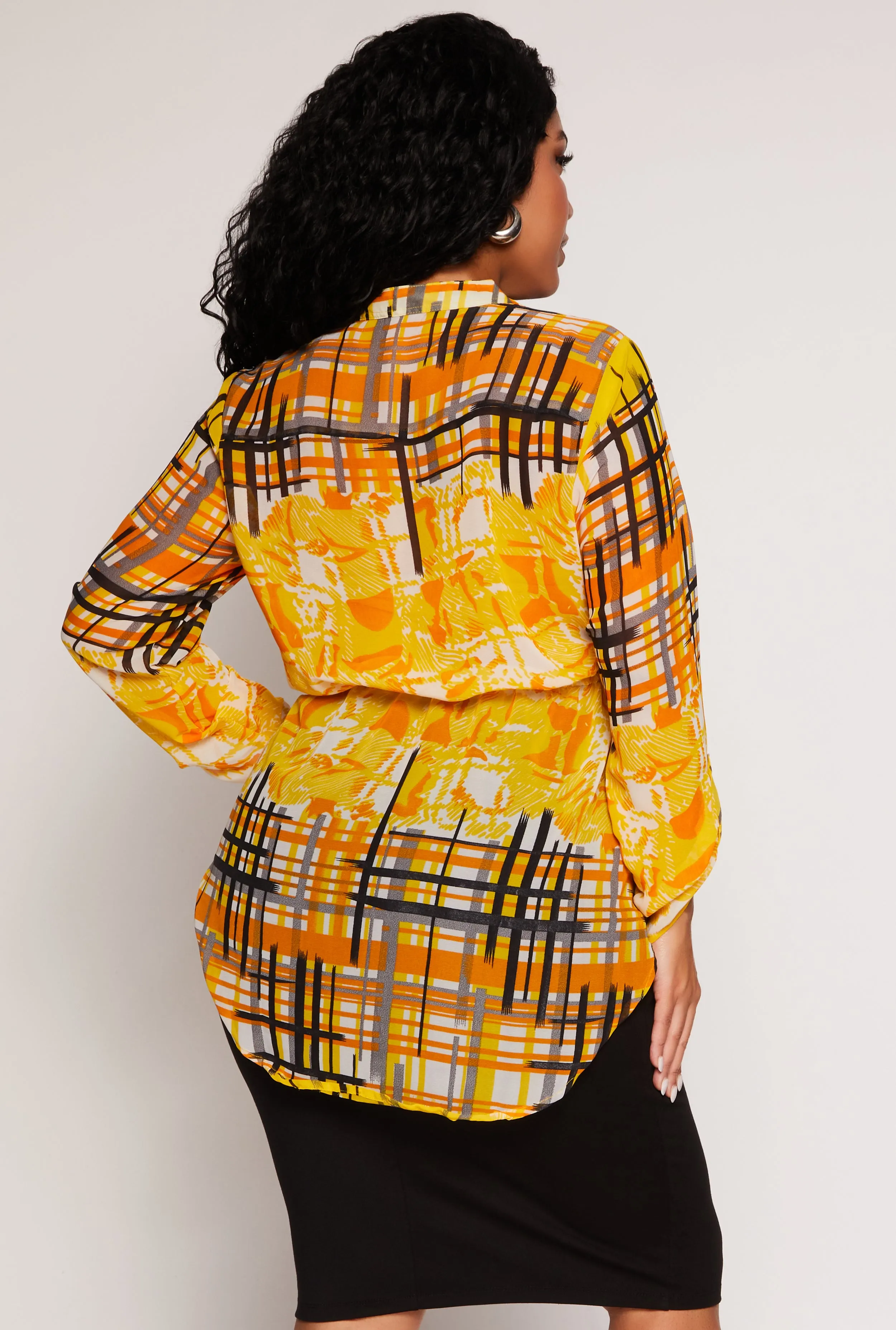 Plus Size Plaid Printed Tie Waist Top sold by Rainbow product image thumbnail 3