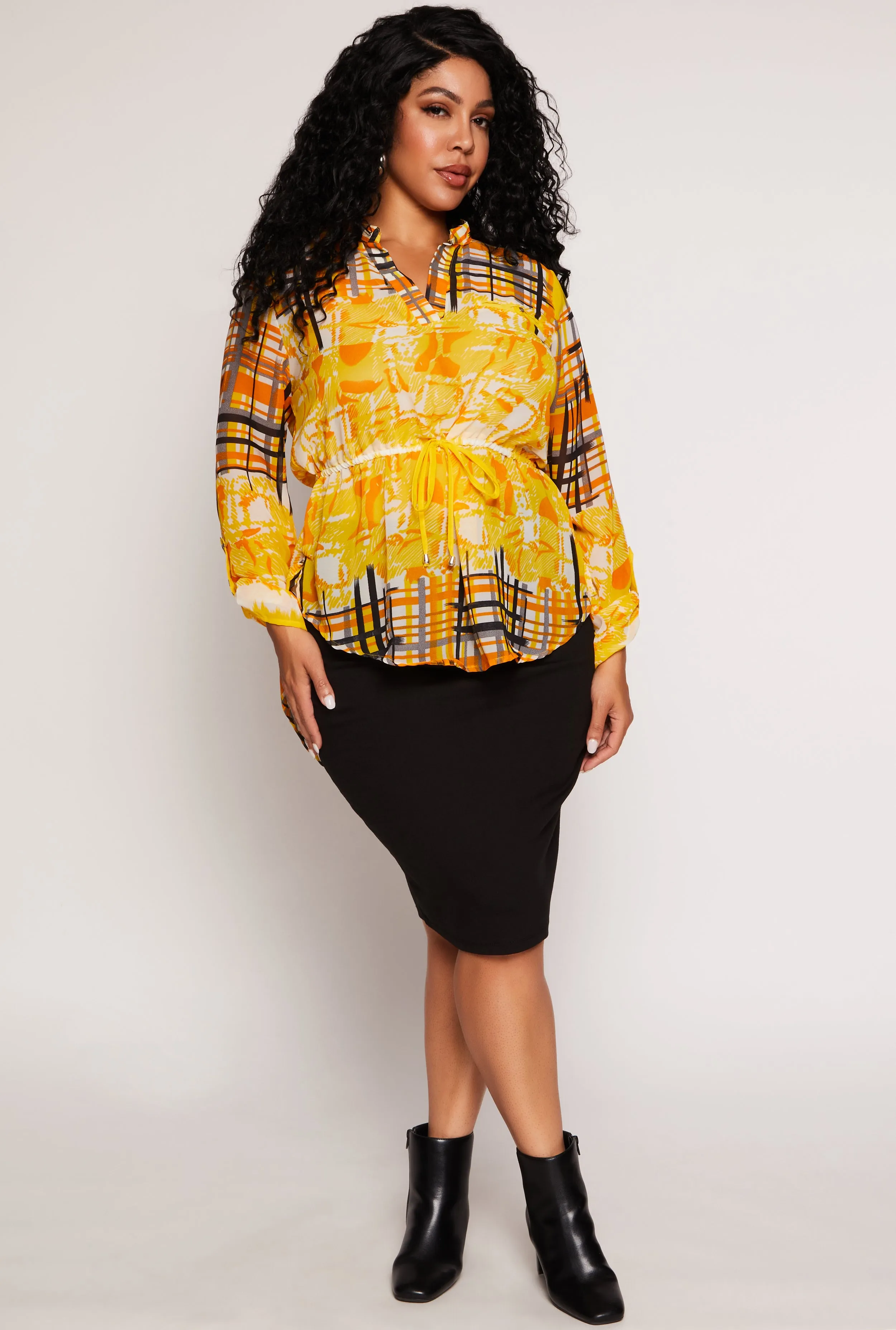 Plus Size Plaid Printed Tie Waist Top sold by Rainbow product image thumbnail 2