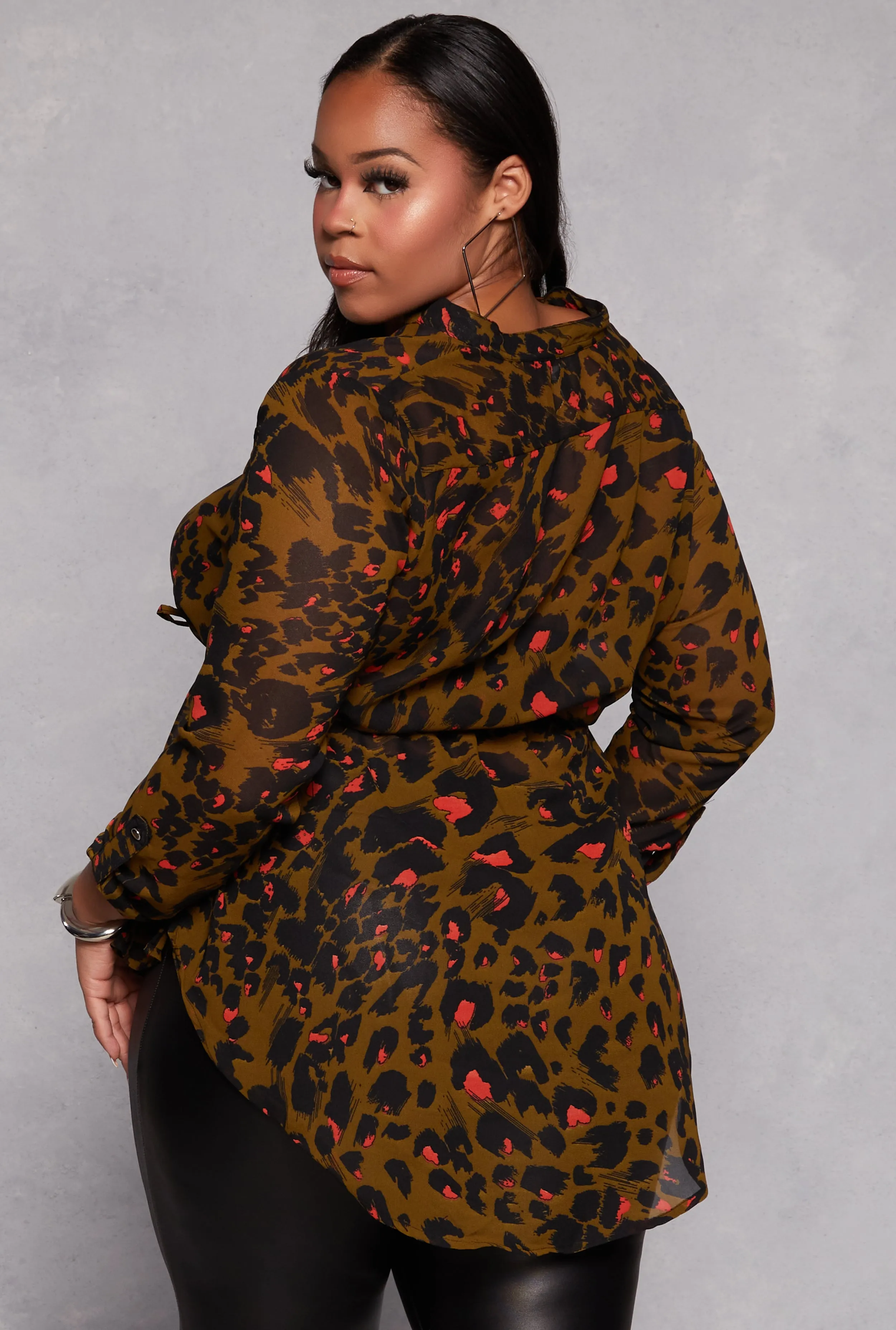 Plus Size Animal Print Tie Waist Top sold by Rainbow product image thumbnail 3