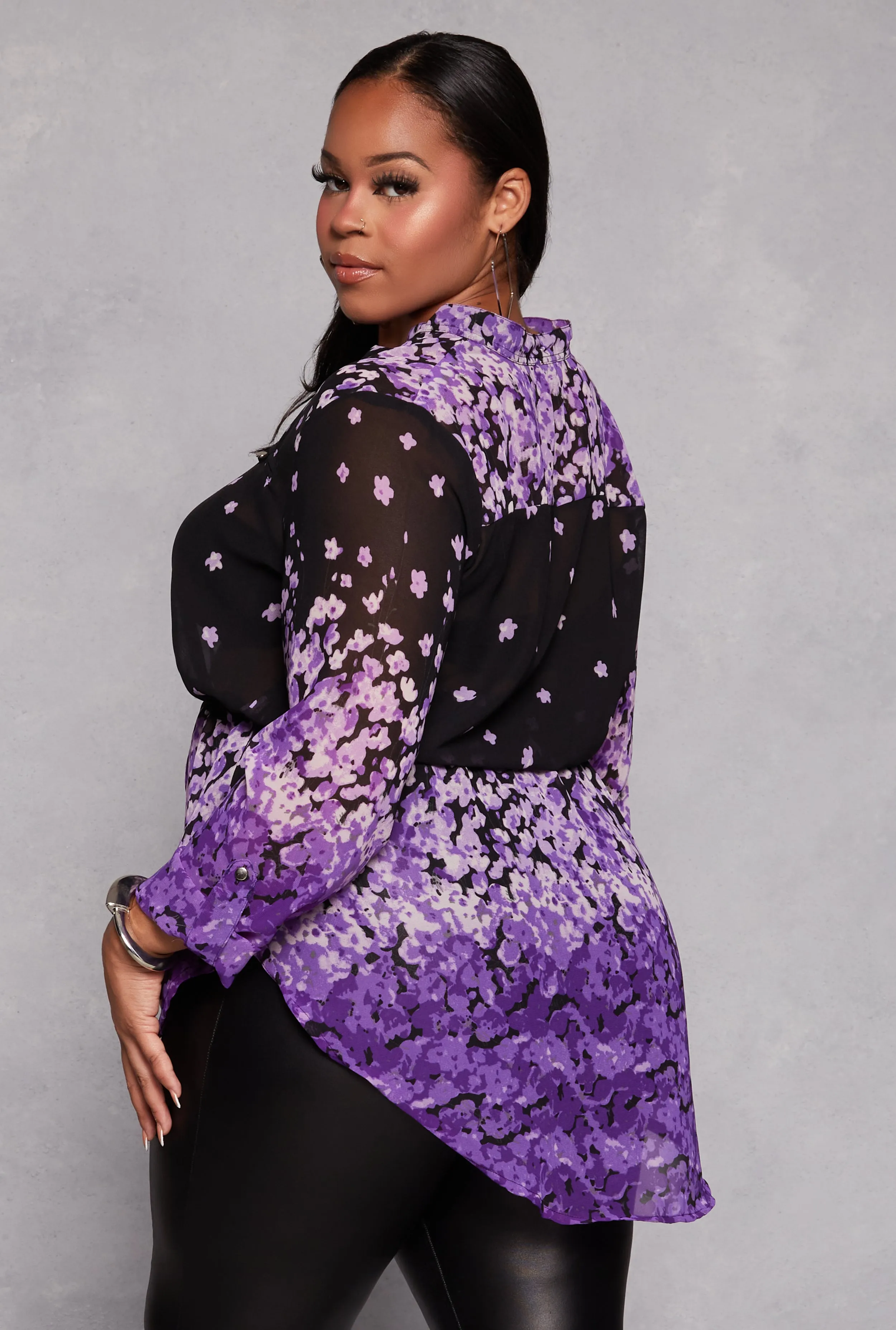 Plus Size Floral Printed Tie Waist Top sold by Rainbow product image thumbnail 3