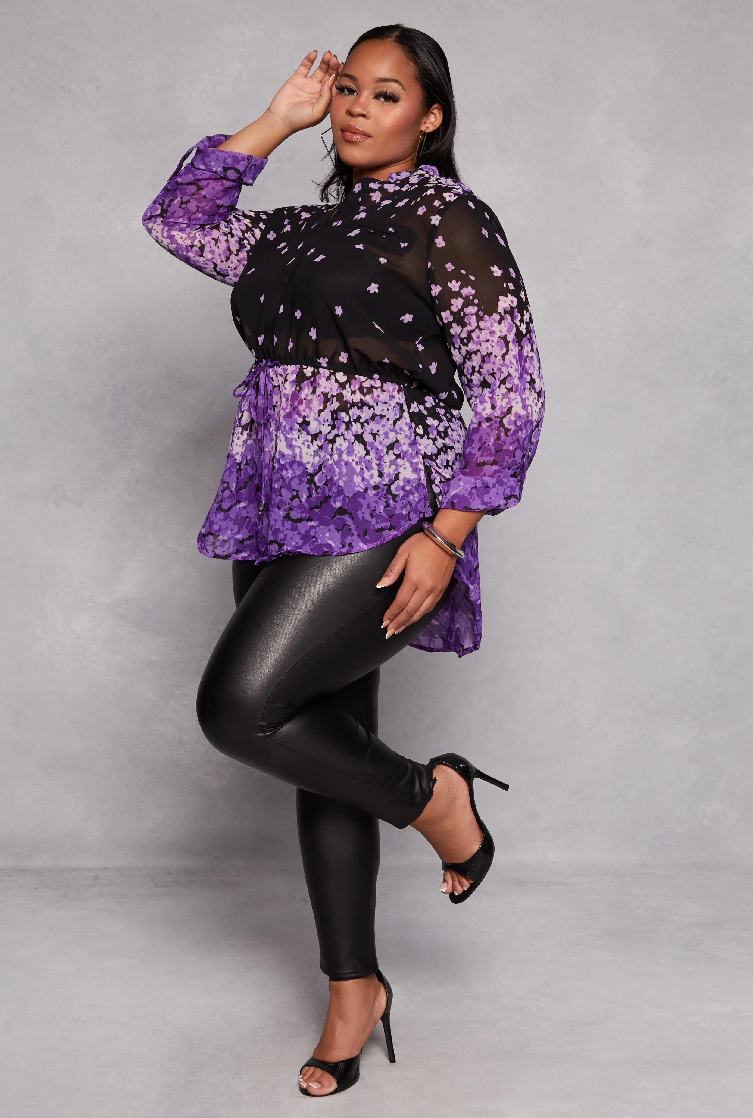 Plus Size Floral Printed Tie Waist Top sold by Rainbow product image thumbnail 2