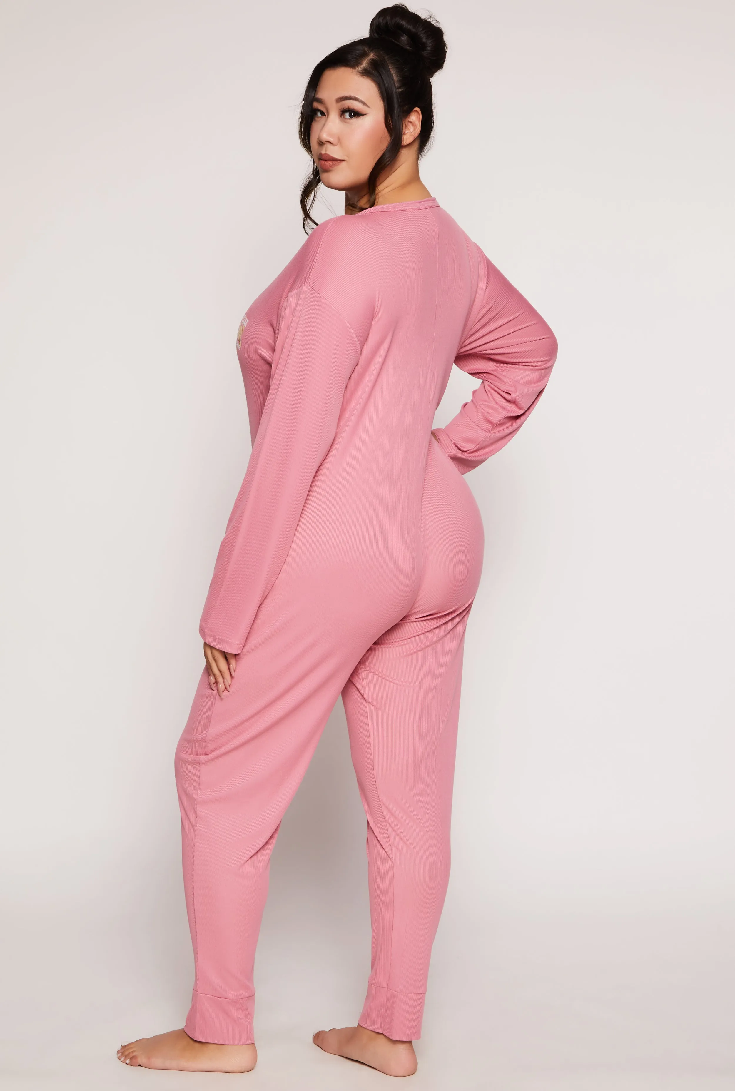 Plus Size Just Relax Bear Graphic Pajama Onesie sold by Rainbow product image thumbnail 2