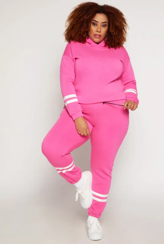 Plus Size Varsity Stripe Detail Sweatpants sold by Rainbow