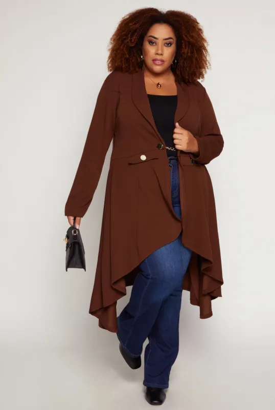Plus Size Chain Button High Low Blazer sold by Rainbow