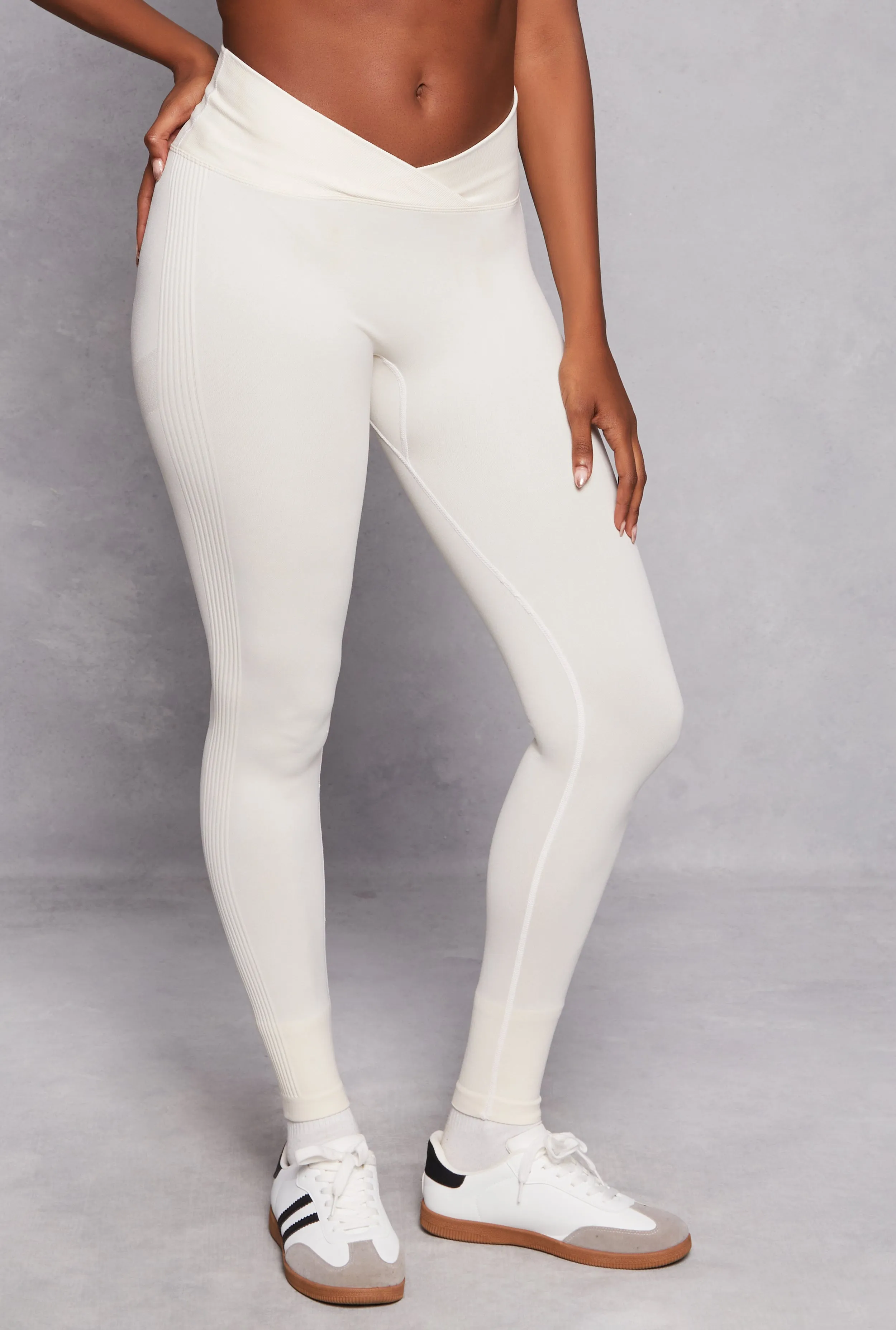 Seamless Ribbed Knit Crossover Leggings sold by Rainbow product image thumbnail 2