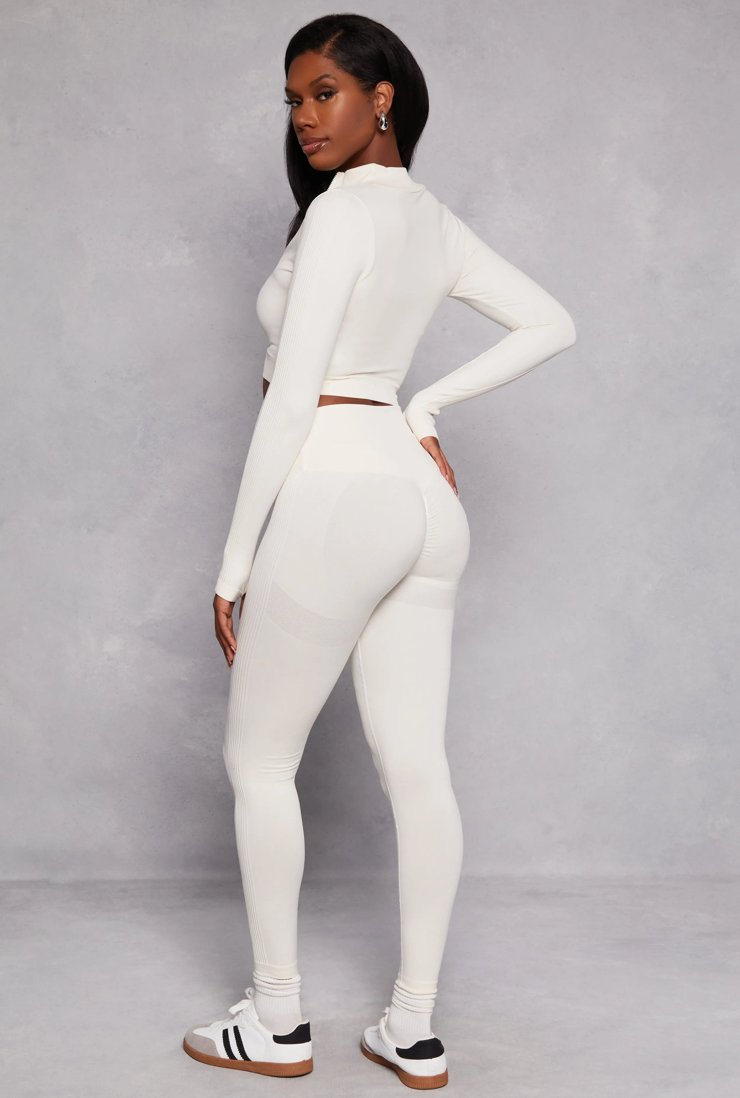 Seamless Ribbed Knit Crossover Leggings sold by Rainbow