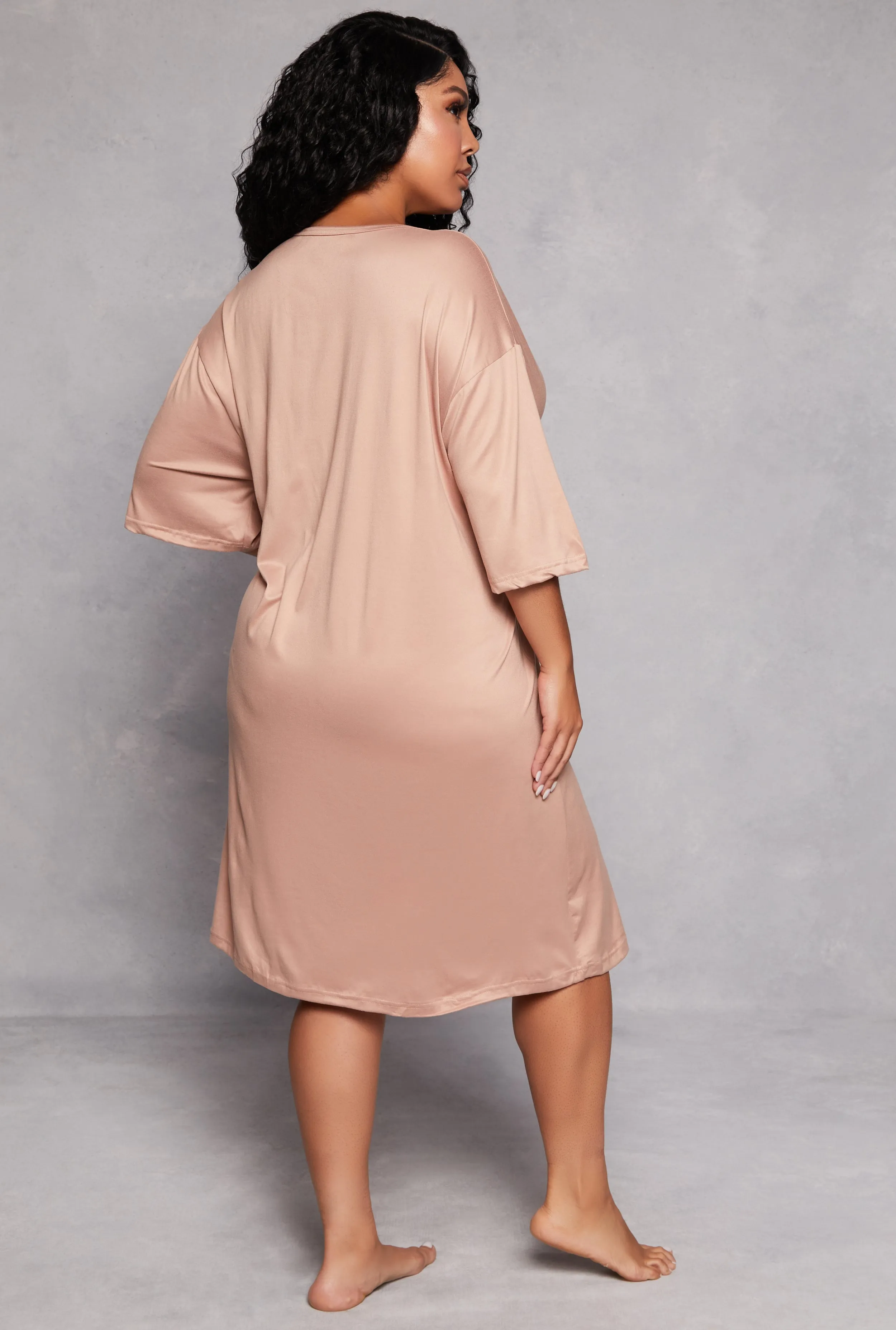 Plus Size Id Rather Be Sleeping Henley Sleepshirt sold by Rainbow product image thumbnail 2