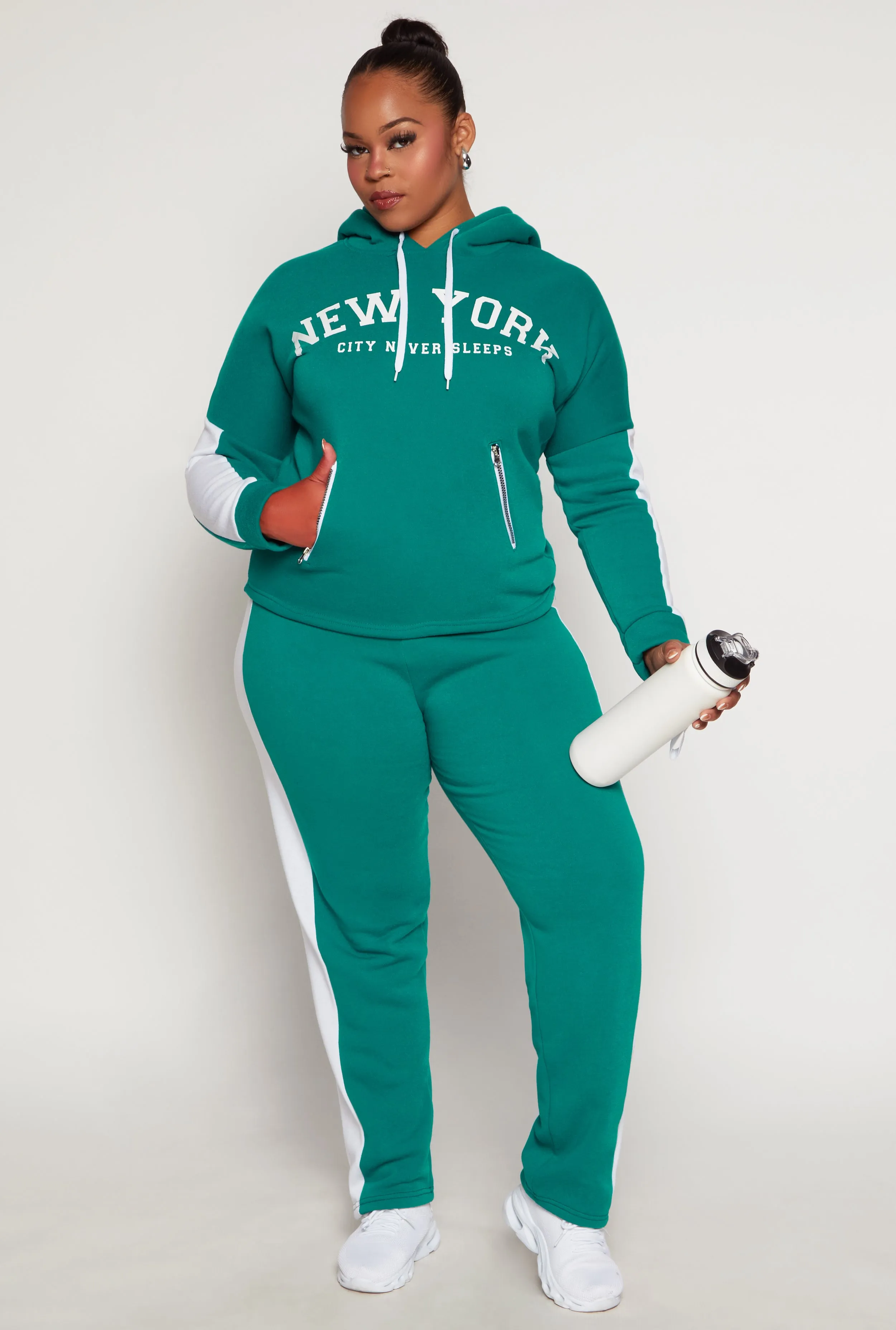 Plus Size Side Stripe High Waisted Joggers sold by Rainbow