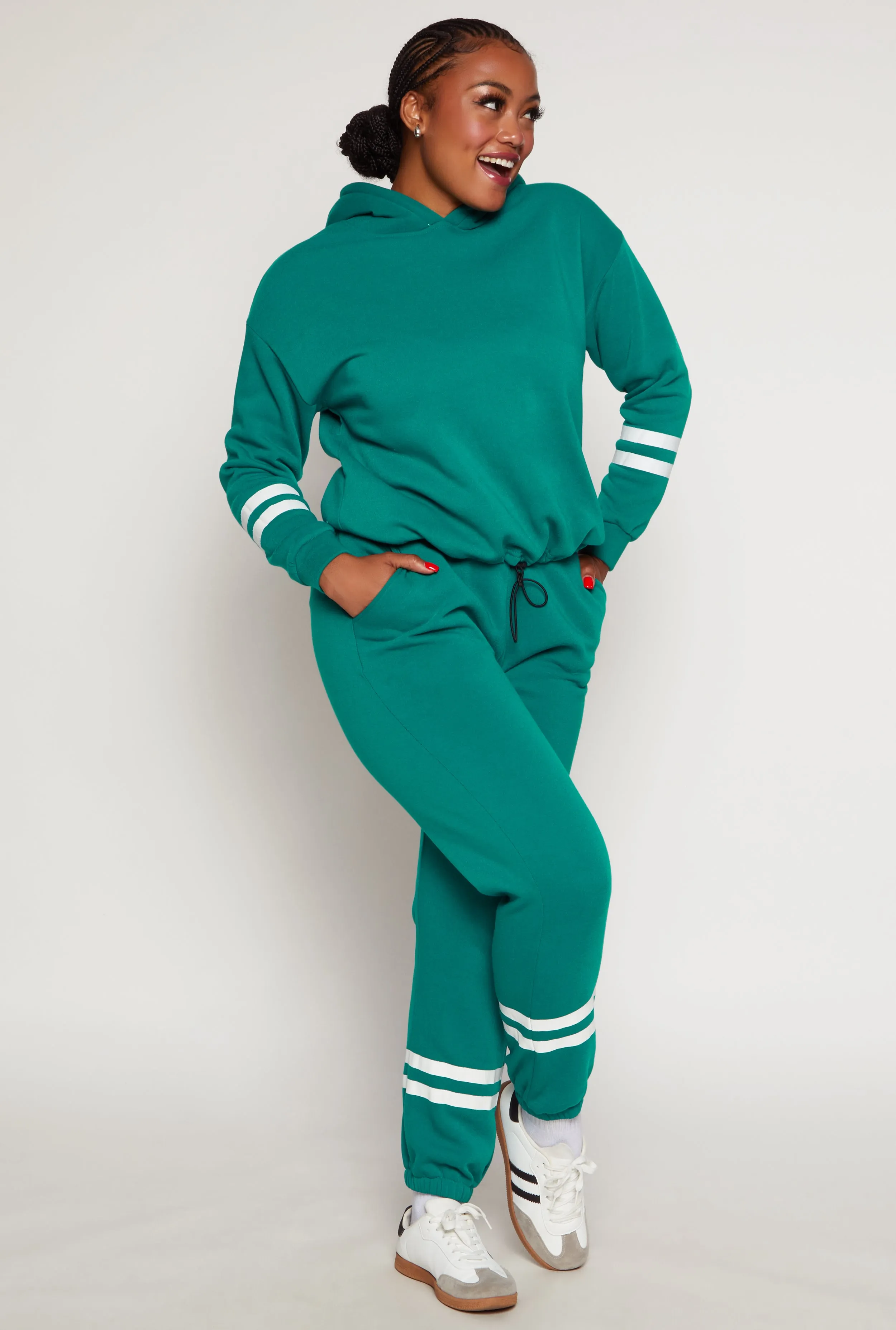 Plus Size Varsity Stripe Detail Pullover Hoodie sold by Rainbow product image thumbnail 2