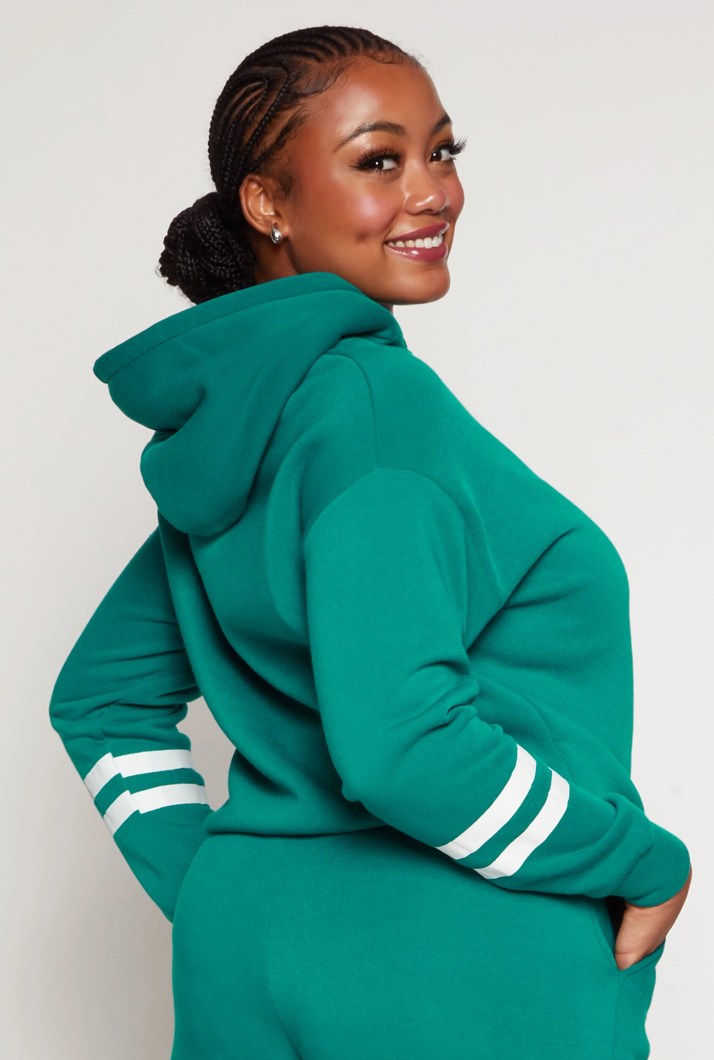 Plus Size Varsity Stripe Detail Pullover Hoodie sold by Rainbow product image thumbnail 3