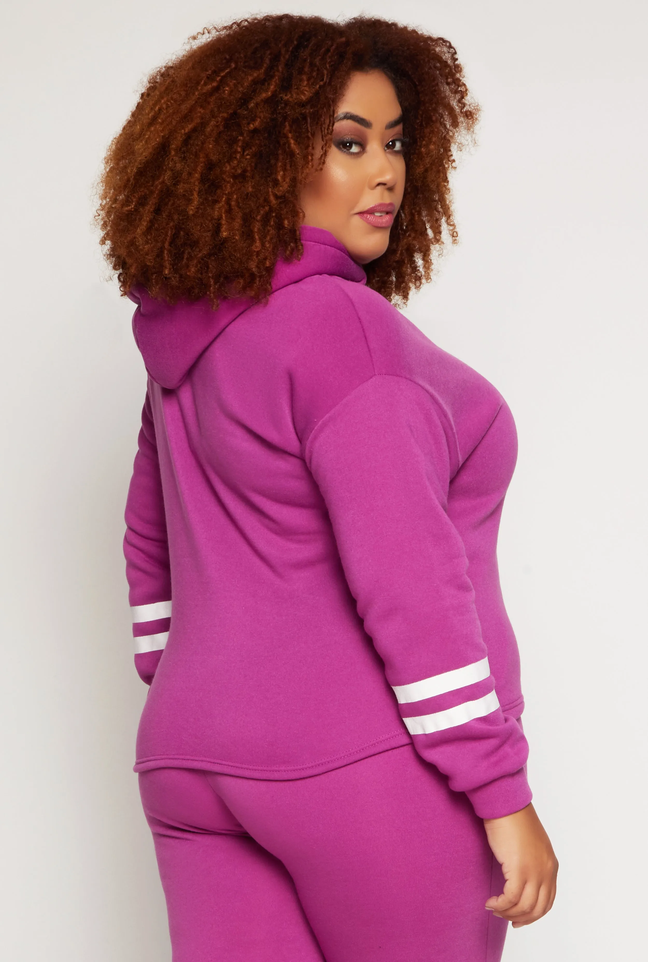 Plus Size Varsity Stripe Detail Pullover Hoodie sold by Rainbow product image thumbnail 3
