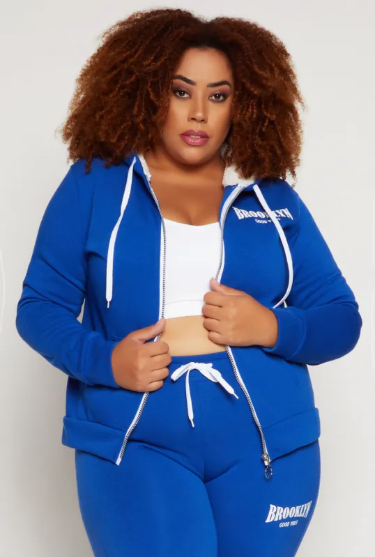 Plus Size Fleece Brooklyn Zip Front Hoodie sold by Rainbow