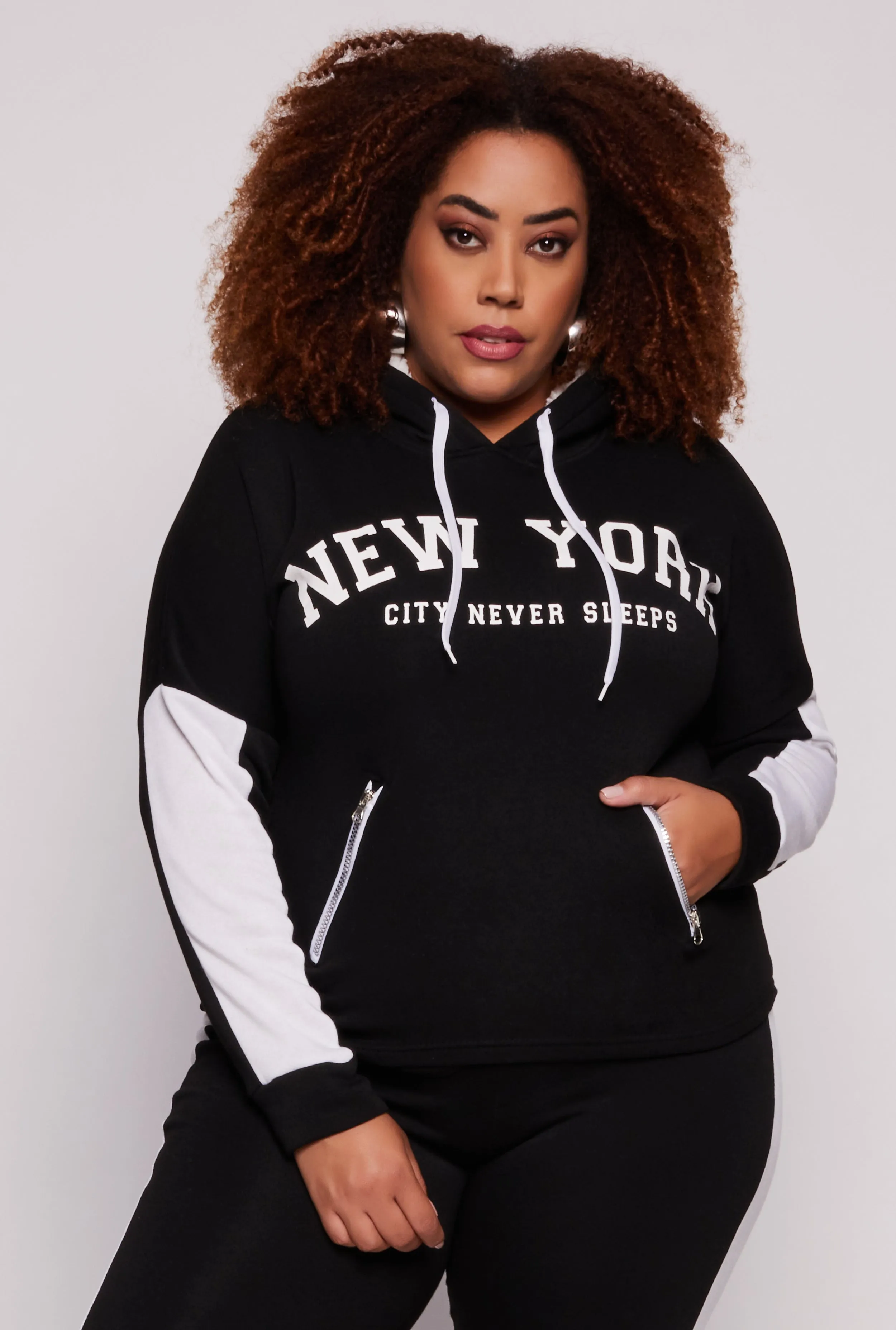 Plus Size New York City Never Sleeps Pullover Hoodie sold by Rainbow