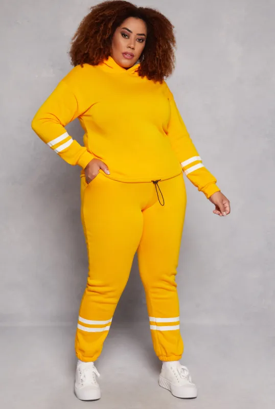 Plus Size Varsity Stripe Detail Sweatpants sold by Rainbow