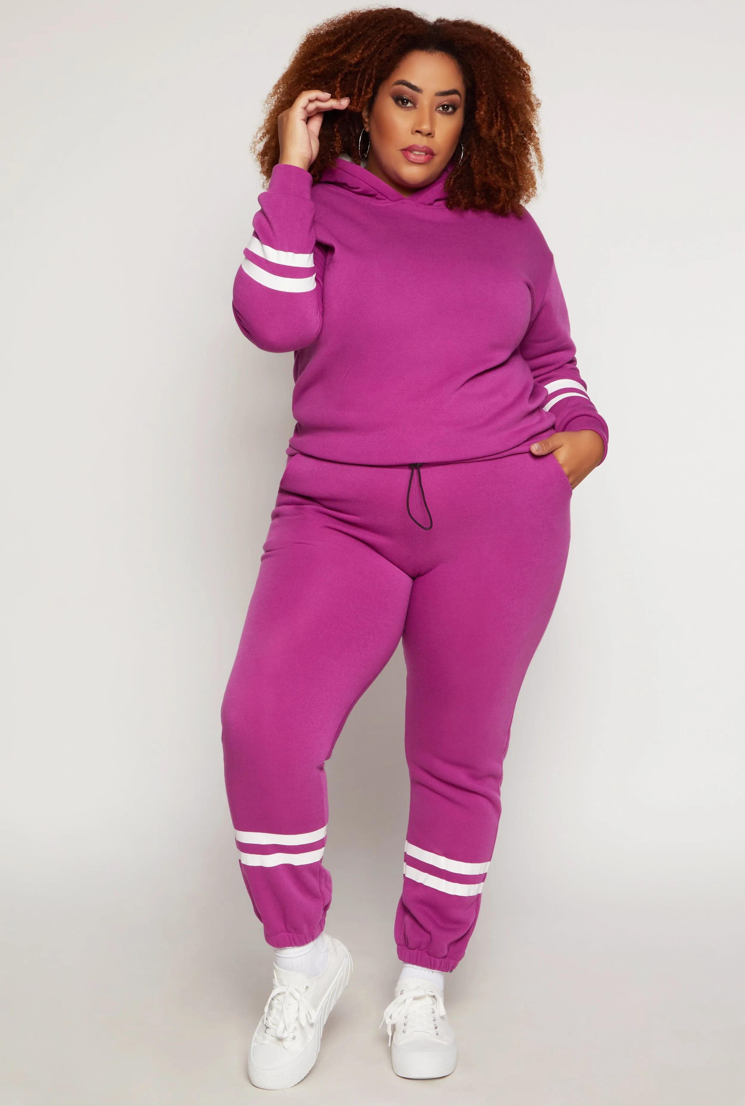 Plus Size Varsity Stripe Detail Sweatpants sold by Rainbow