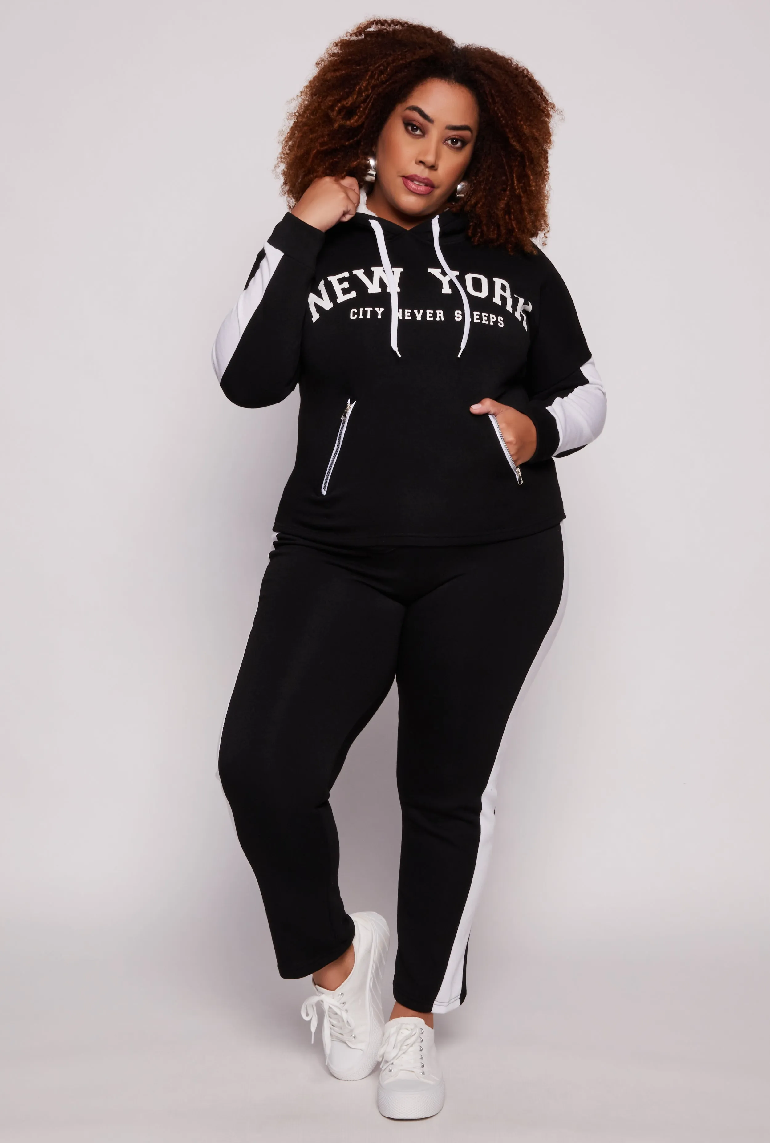 Plus Size Side Stripe High Waisted Joggers sold by Rainbow