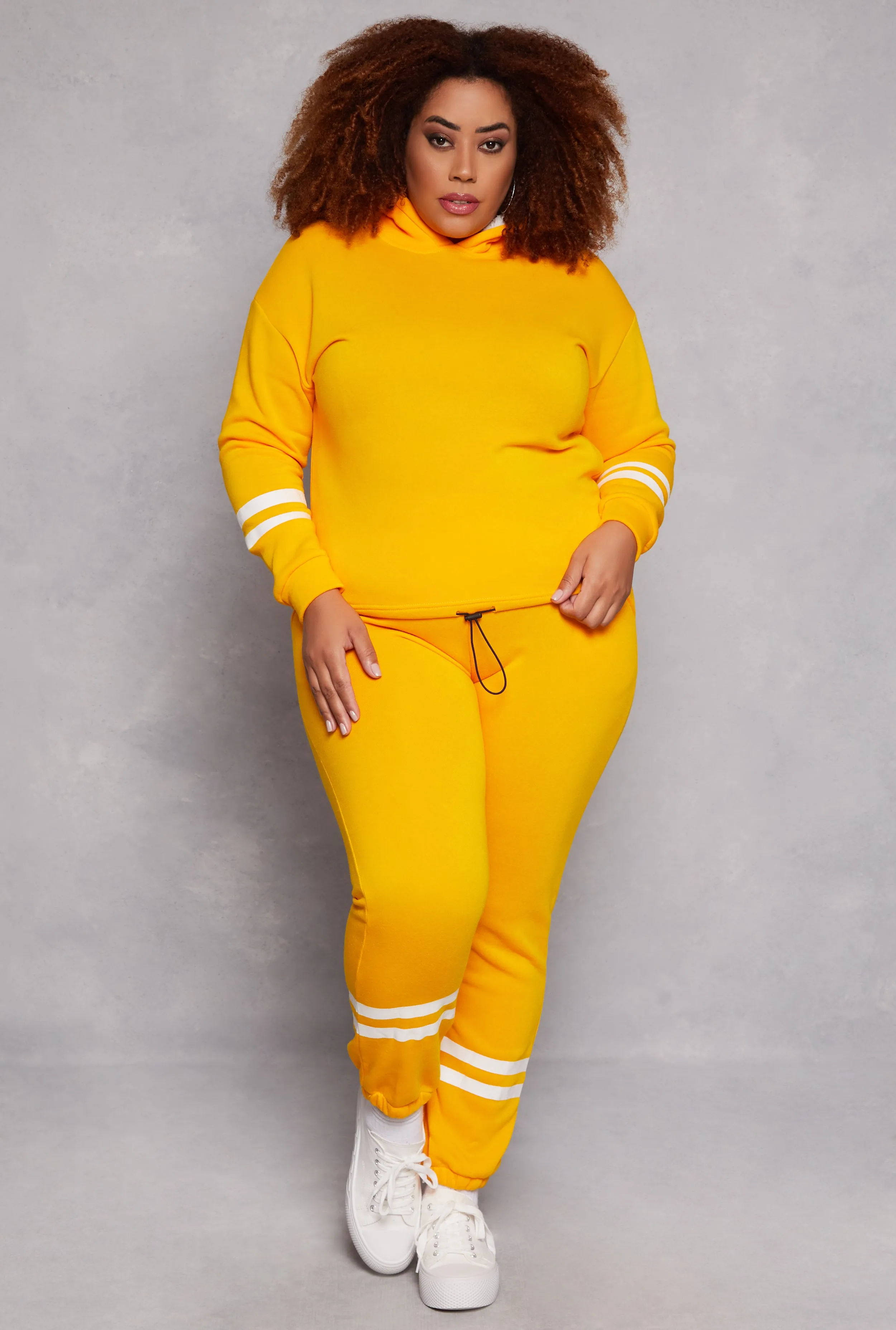 Plus Size Varsity Stripe Detail Pullover Hoodie sold by Rainbow product image thumbnail 2