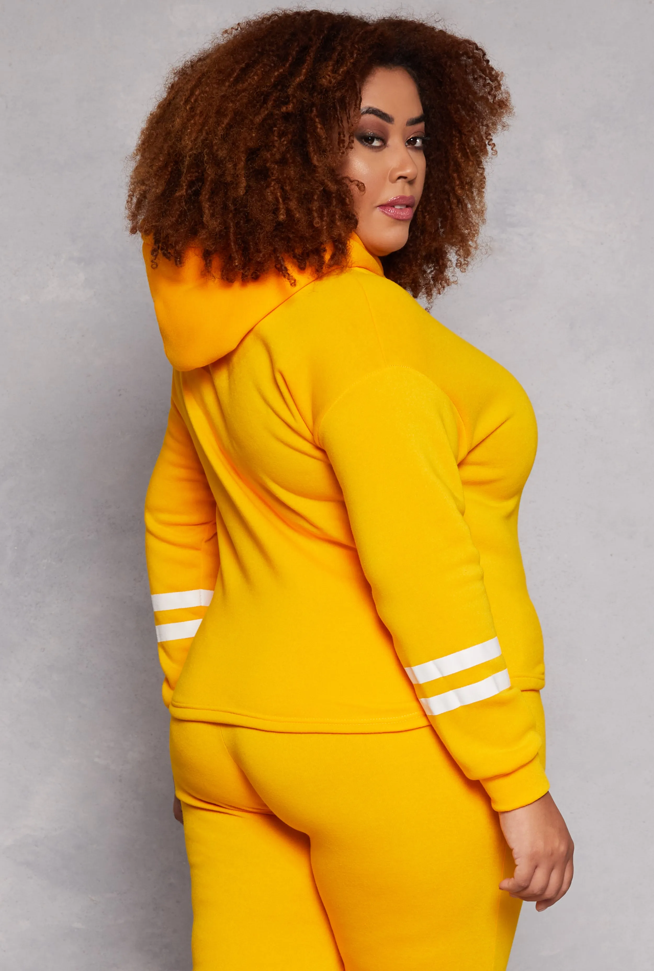 Plus Size Varsity Stripe Detail Pullover Hoodie sold by Rainbow product image thumbnail 3