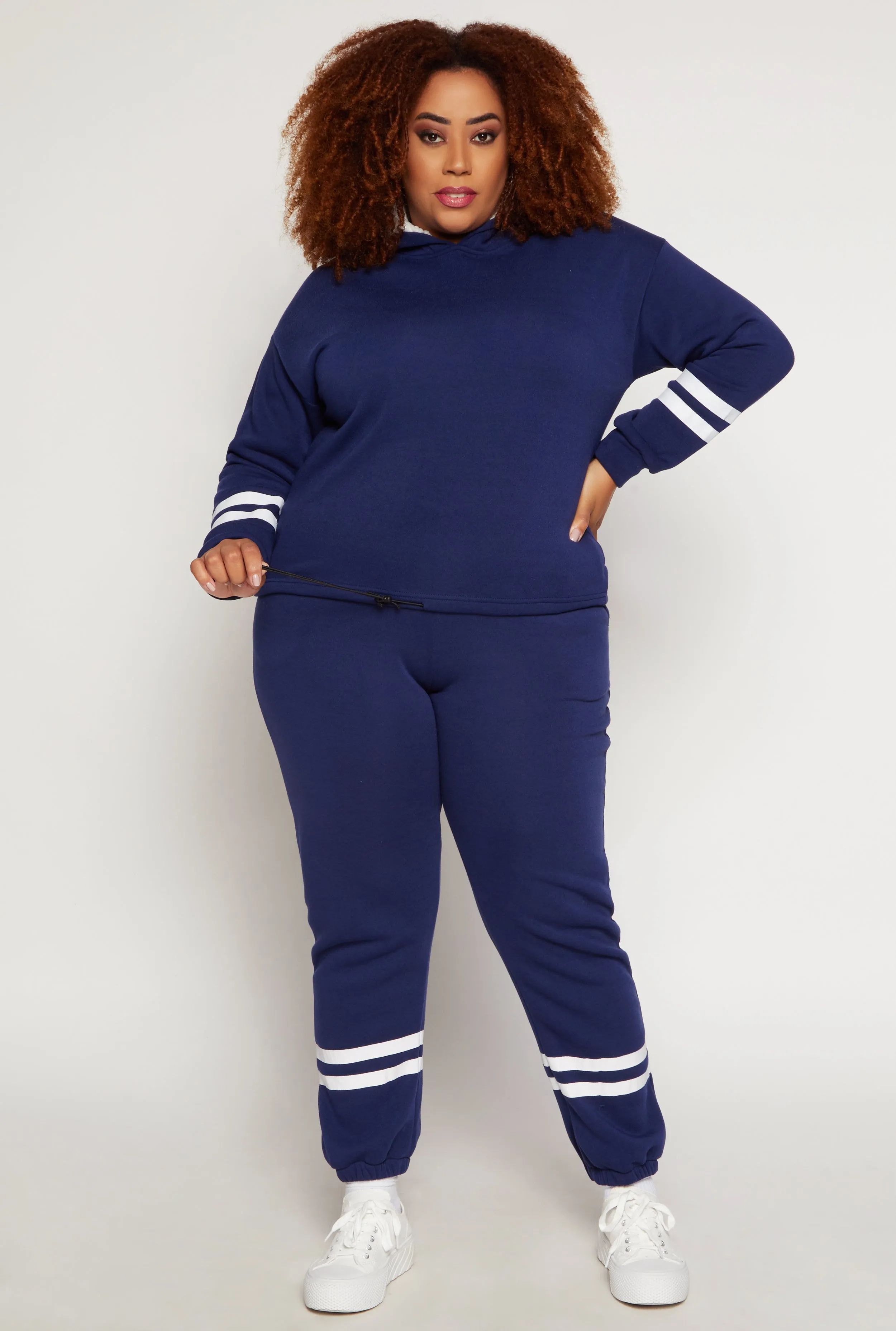 Plus Size Varsity Stripe Detail Pullover Hoodie sold by Rainbow product image thumbnail 2