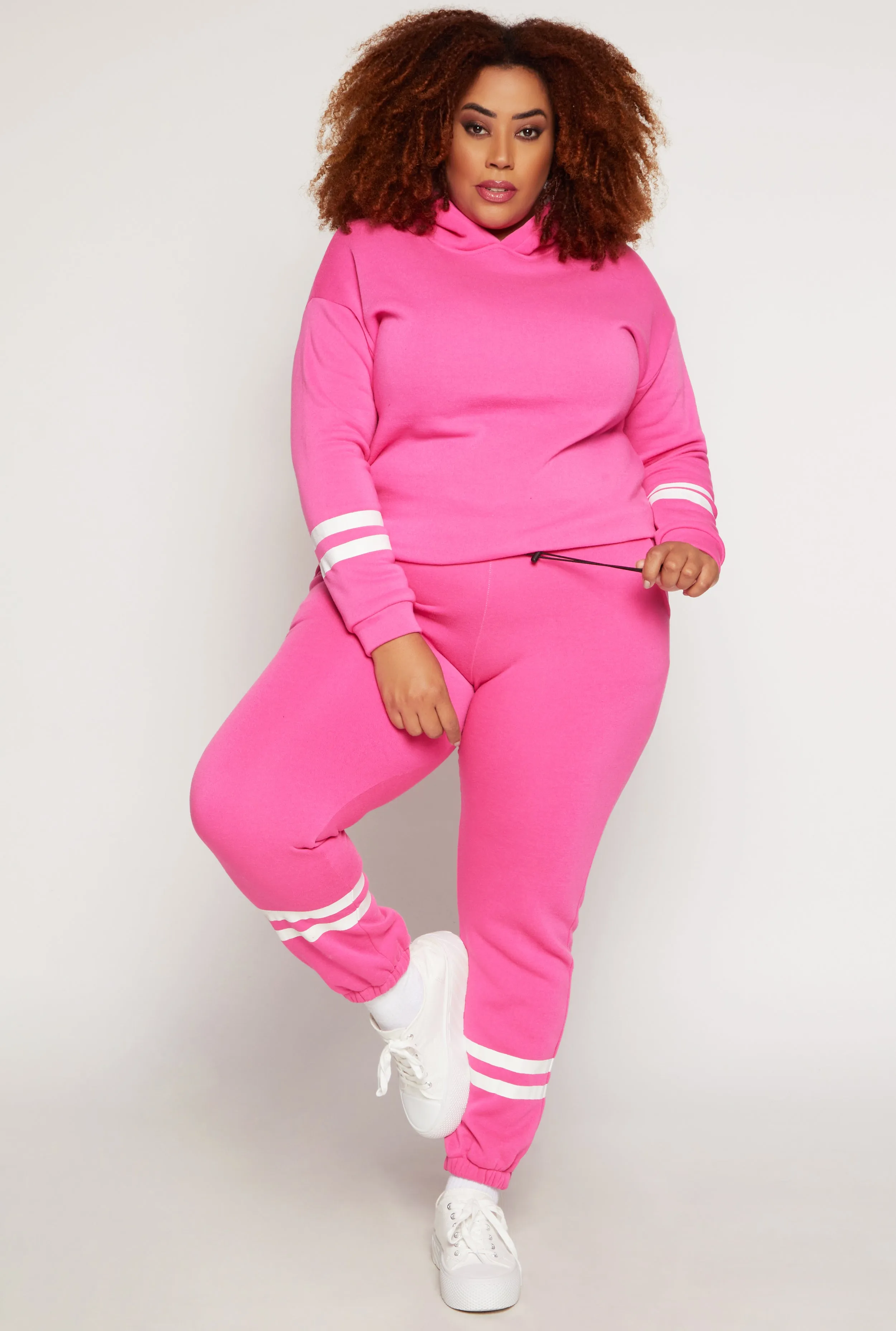 Plus Size Varsity Stripe Detail Pullover Hoodie sold by Rainbow product image thumbnail 2