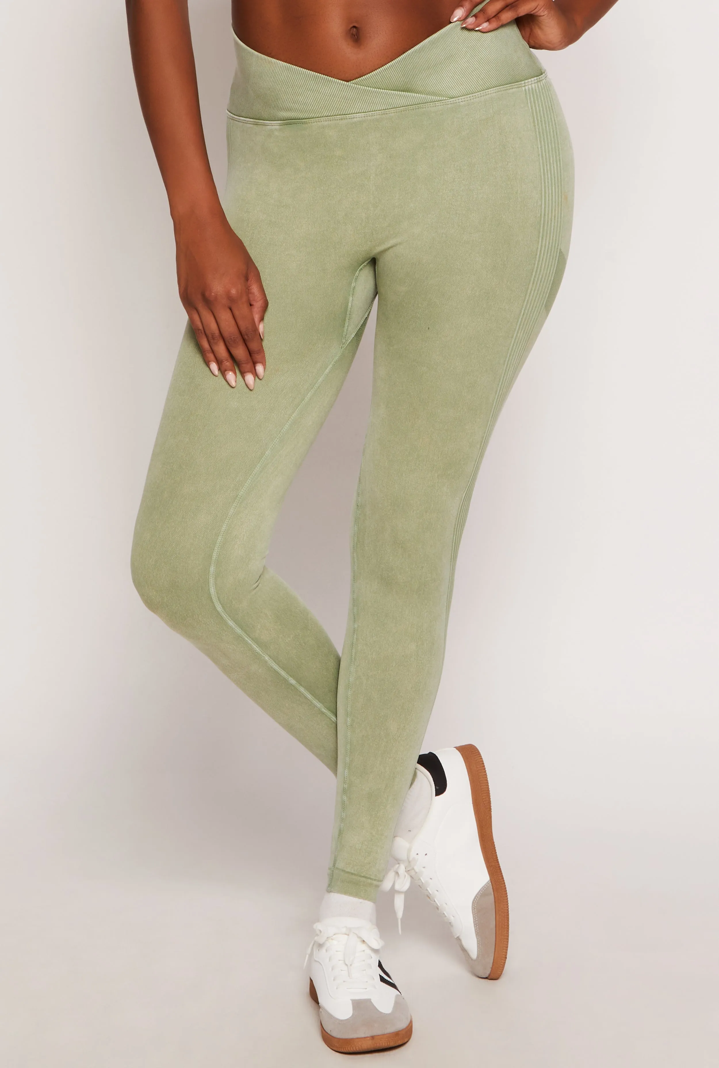 Seamless Ribbed Knit Crossover Leggings sold by Rainbow product image thumbnail 2