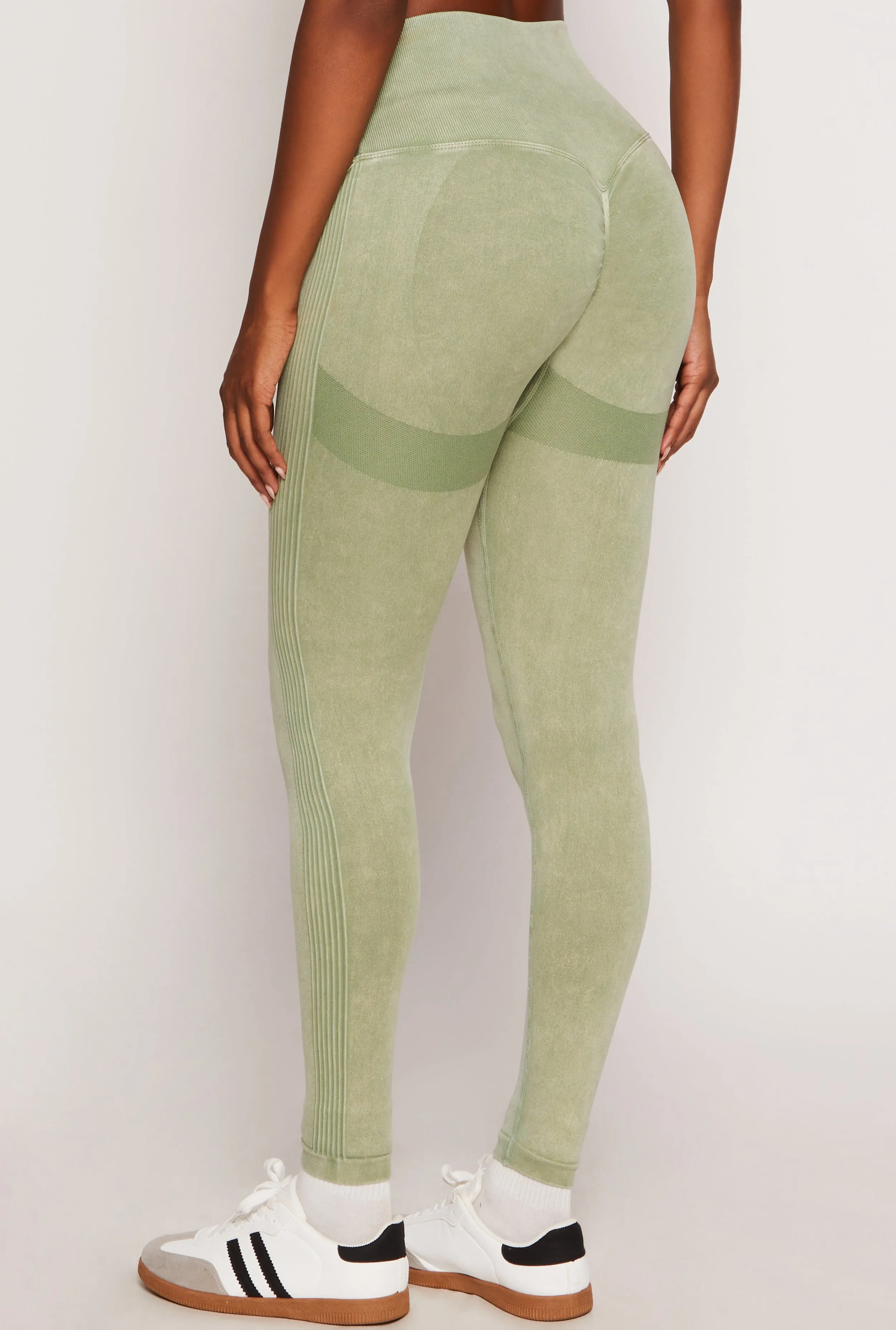 Seamless Ribbed Knit Crossover Leggings sold by Rainbow product image thumbnail 3