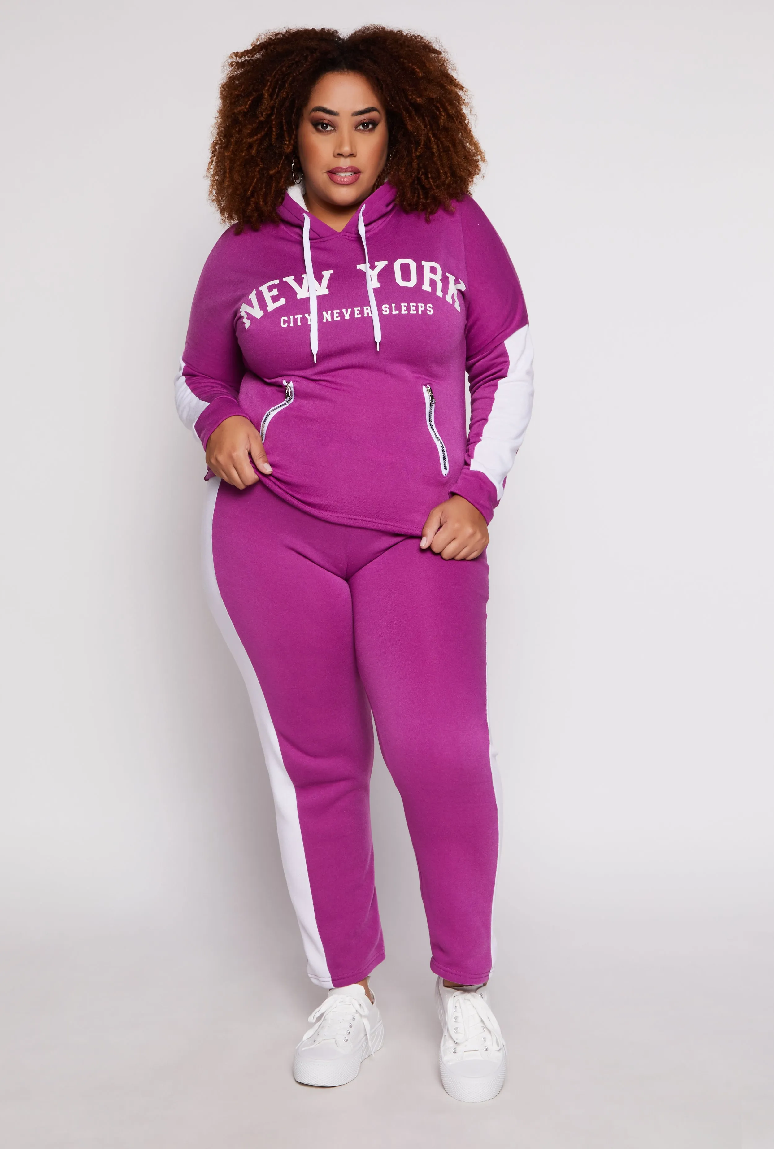 Plus Size Side Stripe High Waisted Joggers sold by Rainbow