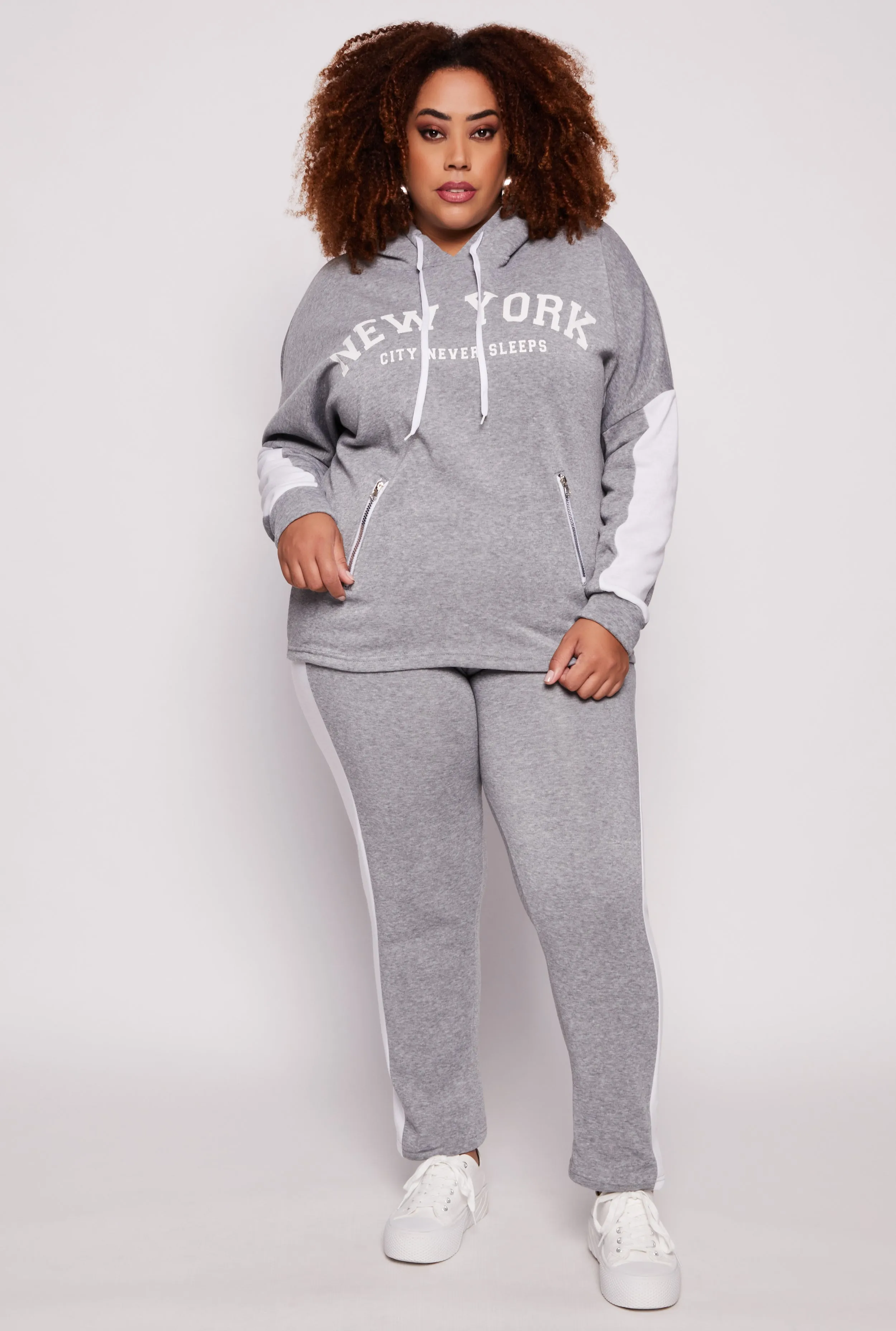 Plus Size Side Stripe High Waisted Joggers sold by Rainbow