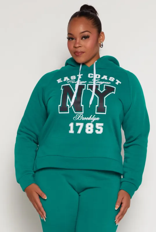 Plus Size East Coast NY Graphic Pullover Hoodie sold by Rainbow