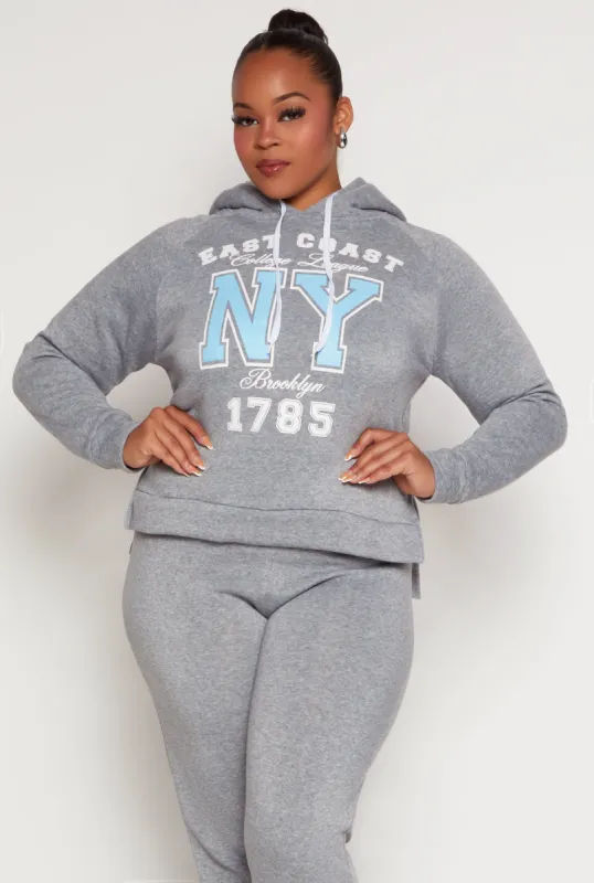 Plus Size East Coast NY Graphic Pullover Hoodie sold by Rainbow